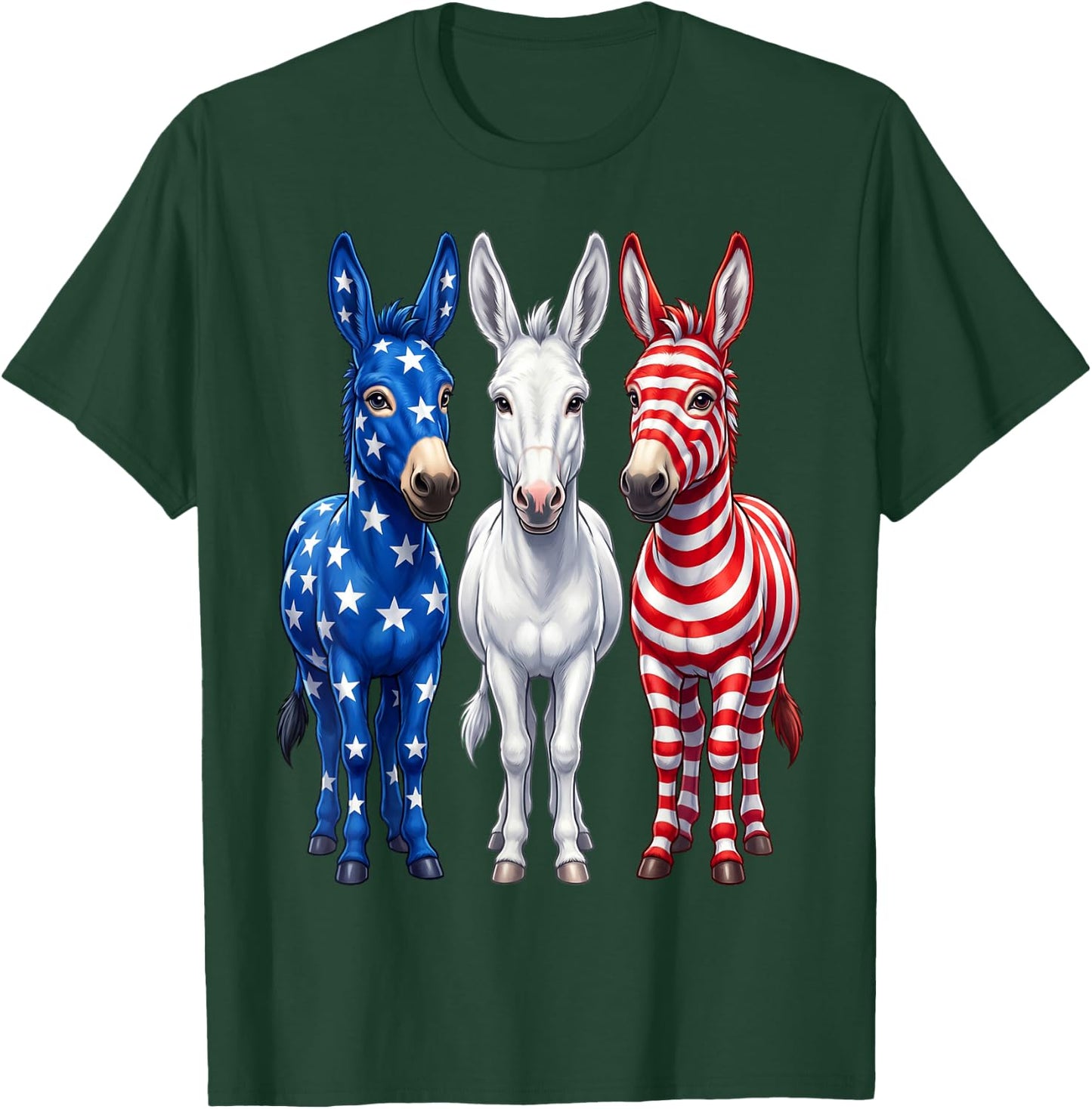 Funny Patriotic Donkeys USA Flag 4th of July Donkey Lover T-Shirt - T-Shirt | Forest