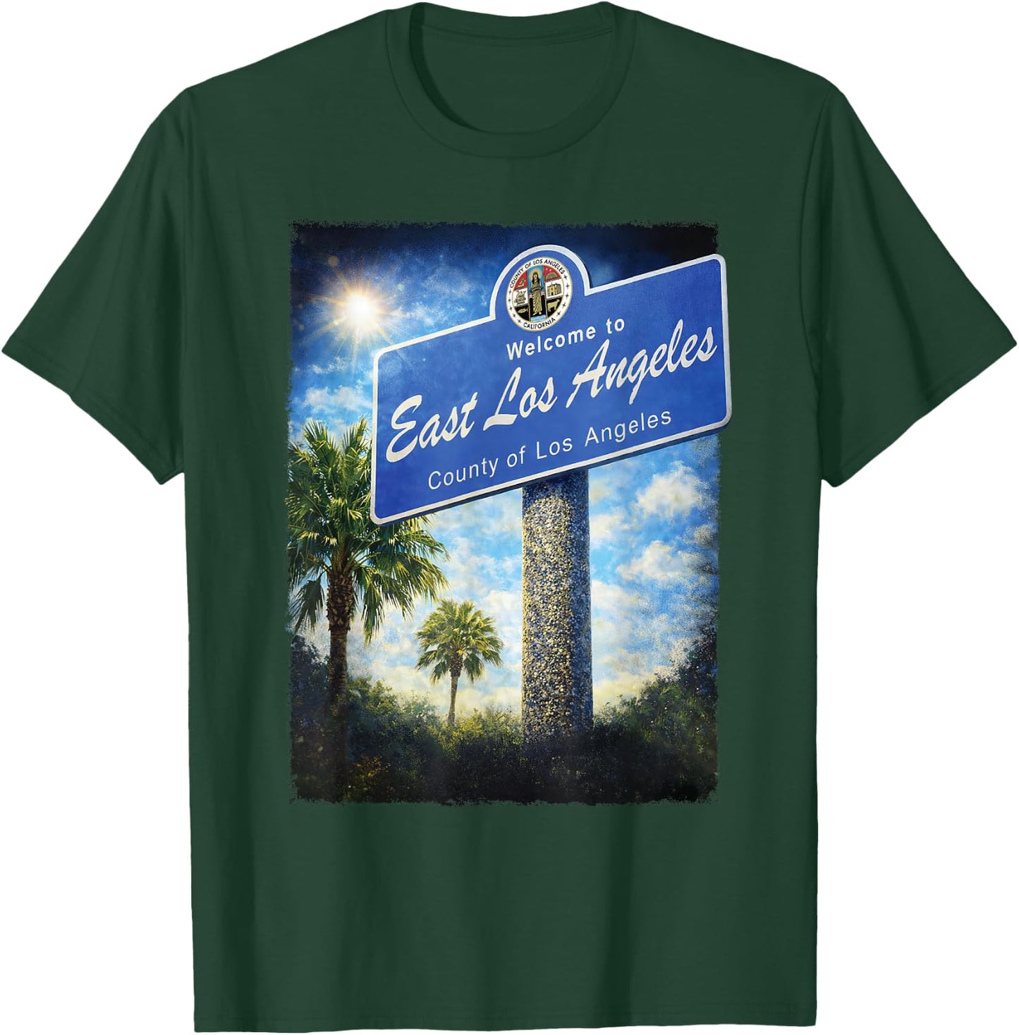 East Los Angeles California Boyle Heights 323 Street Sign T-Shirt - T-Shirt | Forest