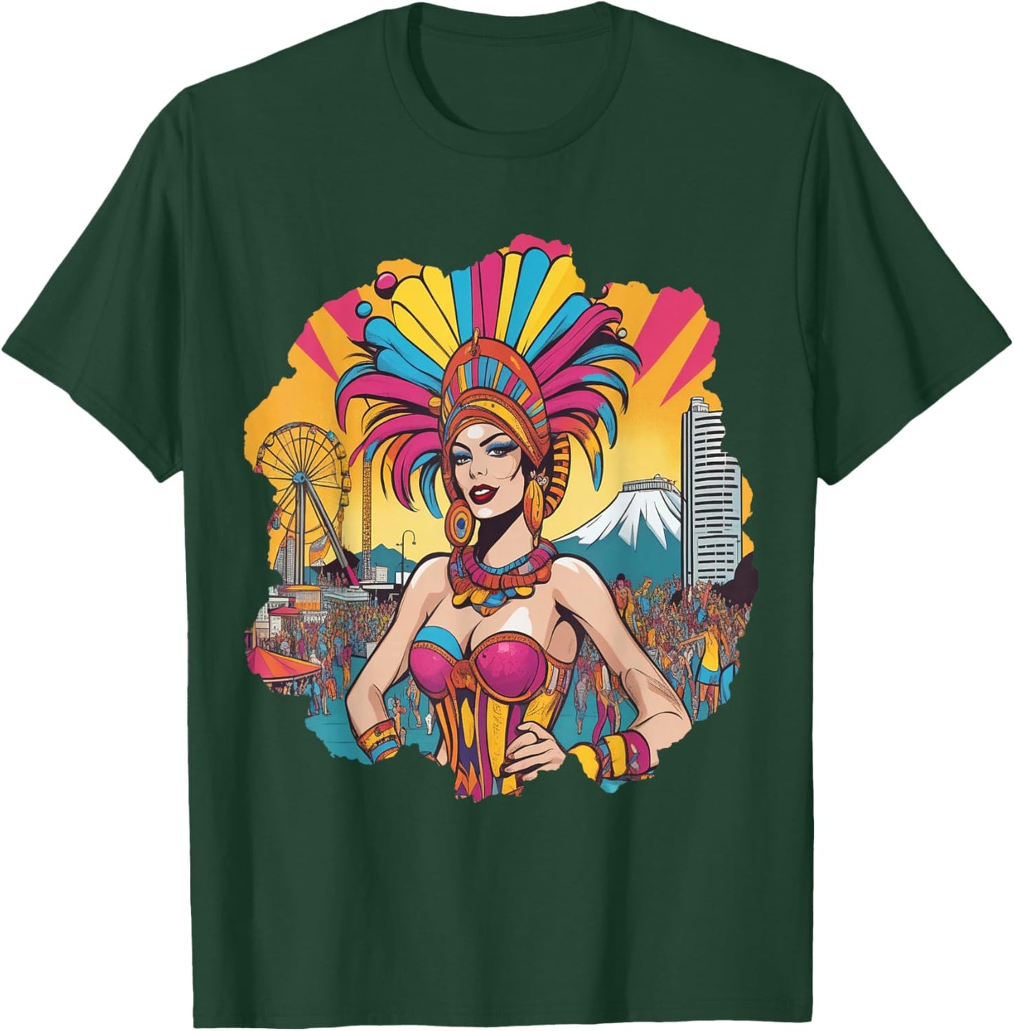Brazil Carnival Costume Rio de Janeiro , Black, S T-Shirt - T-Shirt | Forest