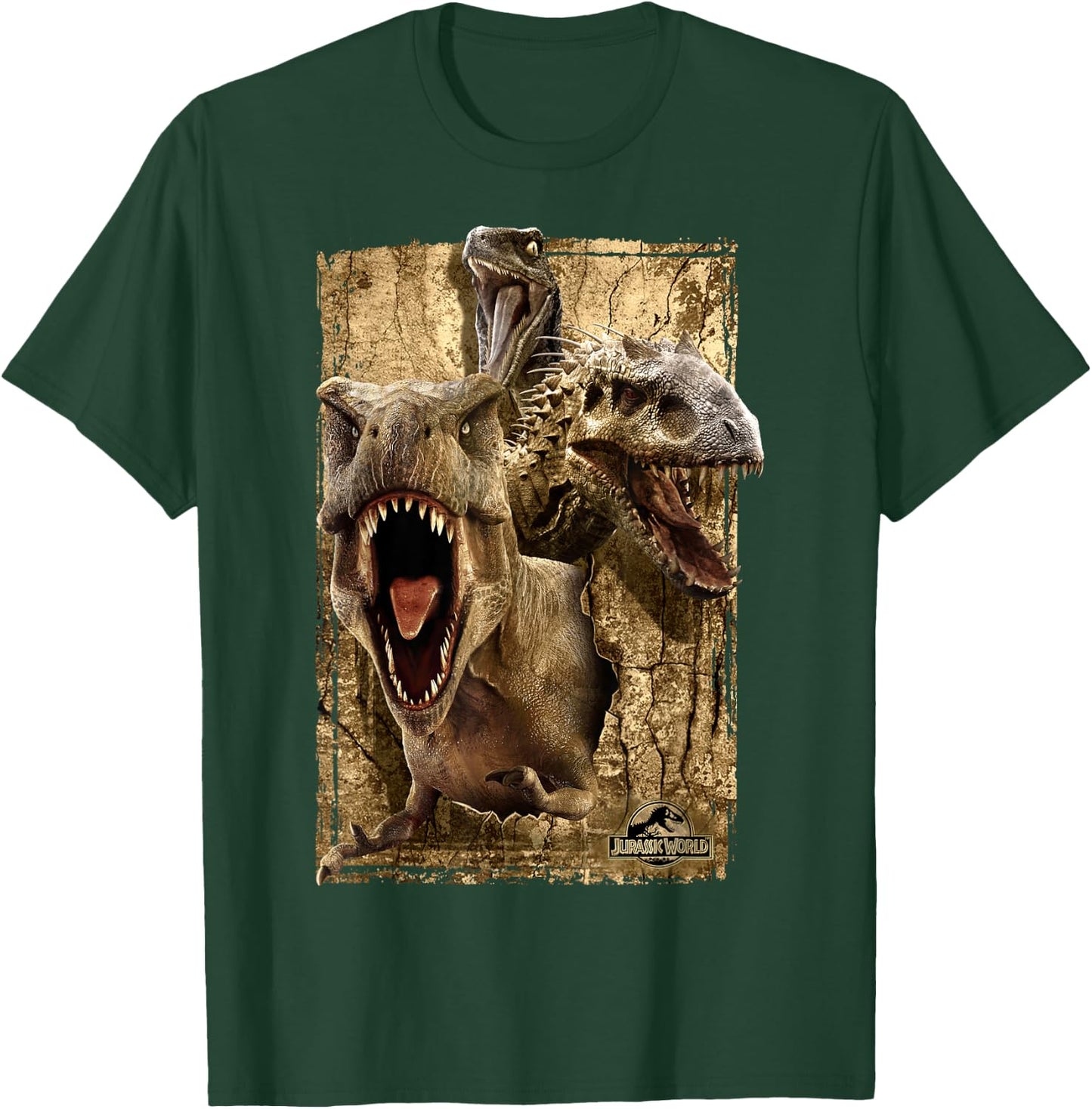 Jurassic World T-Rex Indominus Rex & Raptor T-Shirt - T-Shirt | Forest