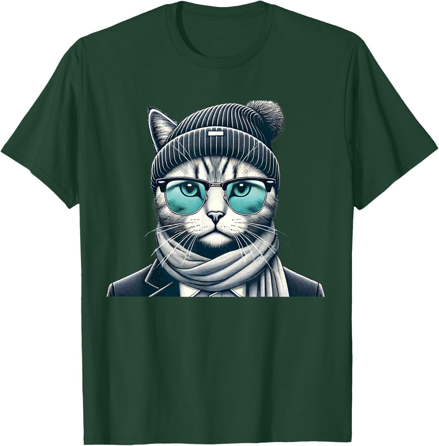 Funny stylish cat wearing glasses, Cat Lover, Animal Lover T-Shirt - T-Shirt | Forest