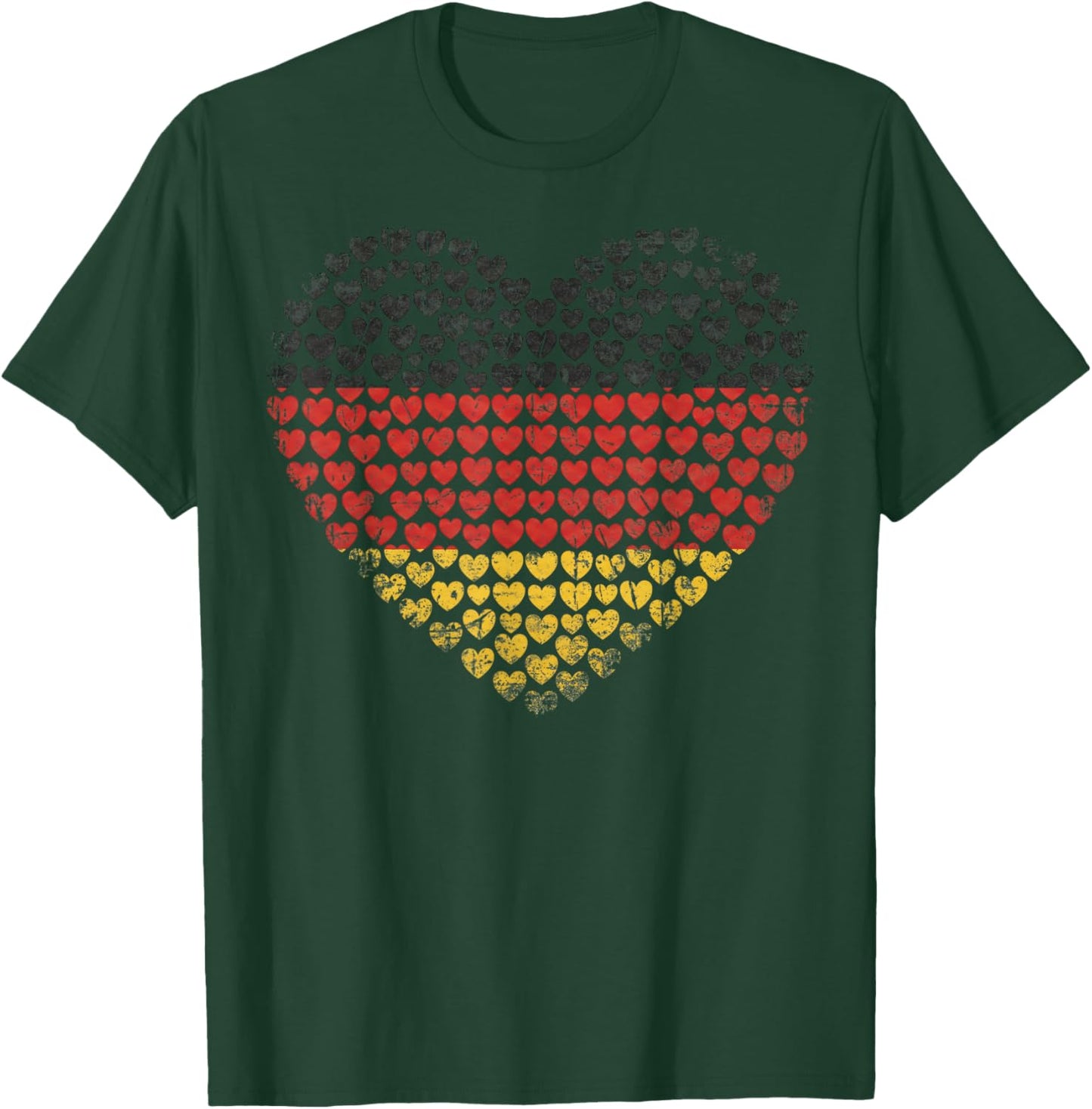 Deutschland Flaggenherz aus kleinen Herzen Schwarz Rot Gold T-Shirt - T-Shirt | Forest