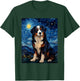 Dog Bernese Mountain Starry Night Van Gogh Art Lover T-Shirt - T-Shirt | Forest