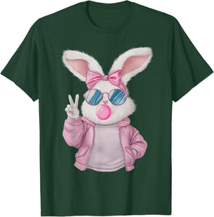 Rabbit Bunny Blowing Bubble Gum Easter Day Cute Girl Women T-Shirt - T-Shirt | Forest