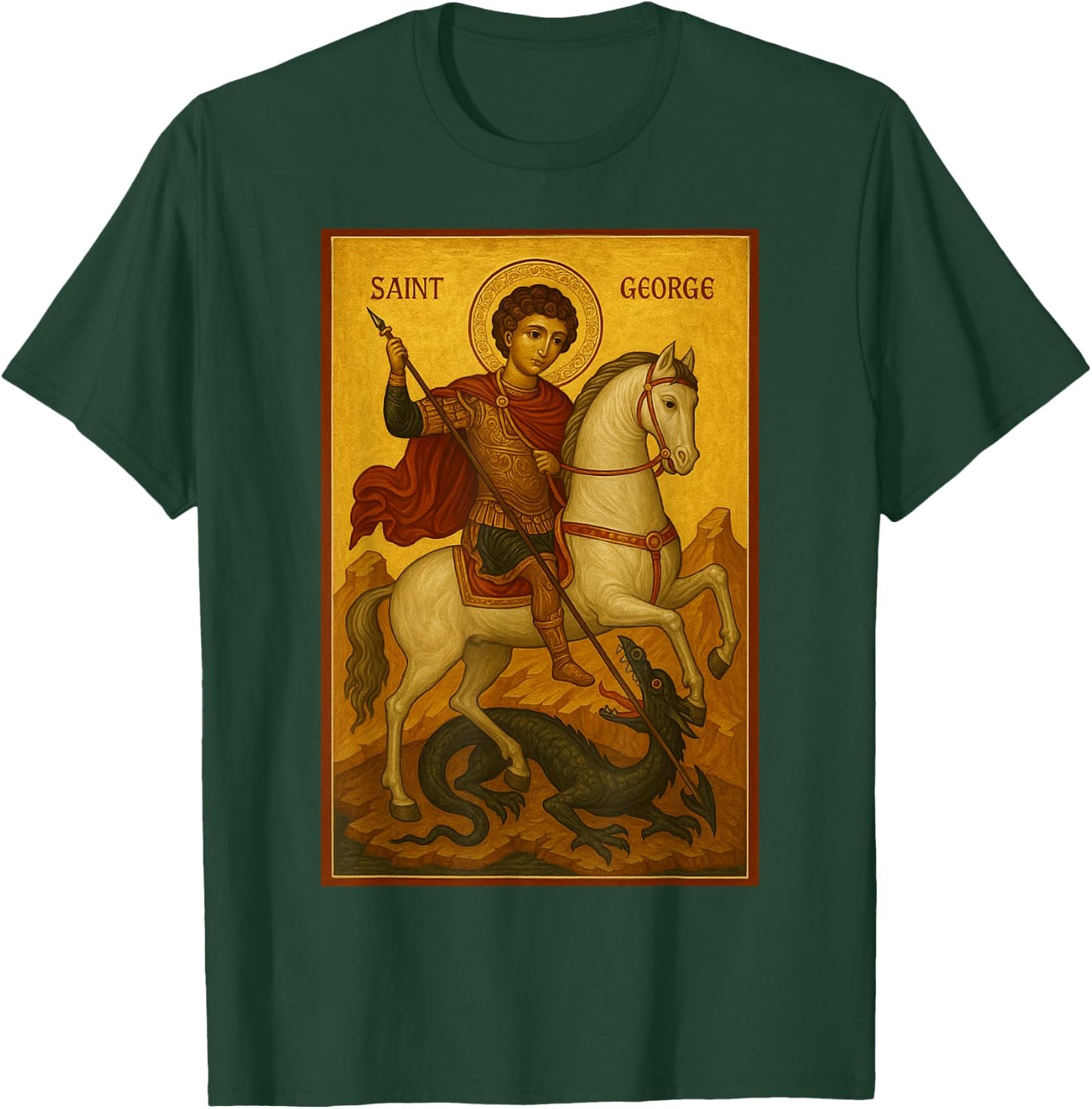 Icône orthodoxe de Saint Georges et Le Dragon T-Shirt - T-Shirt | Forest