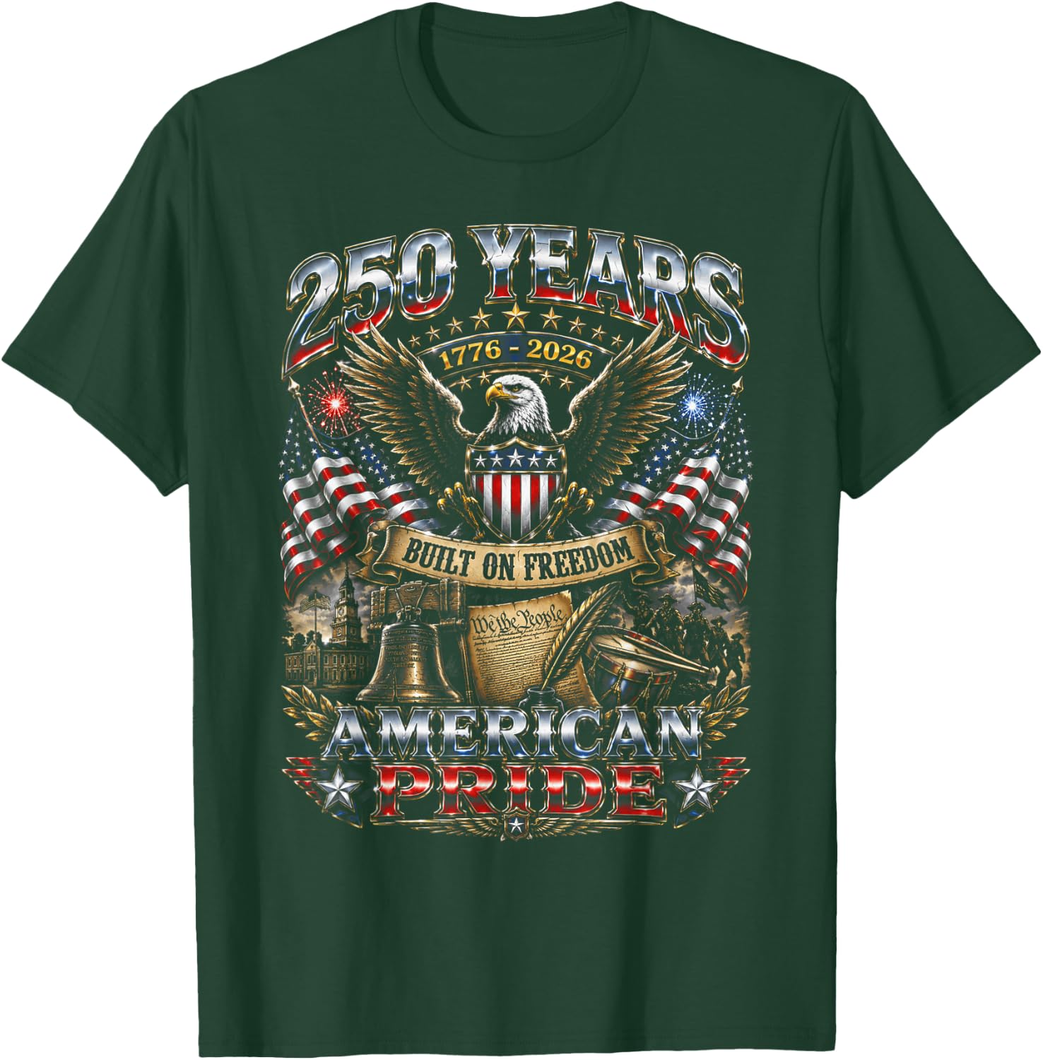 USA 250th Anniversary Celebrations American July 4th T-Shirt - T-Shirt | Forest