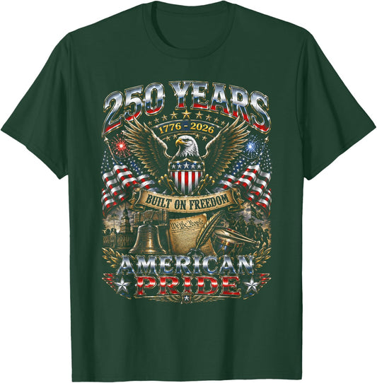 USA 250th Anniversary Celebrations American July 4th T-Shirt - T-Shirt | Forest