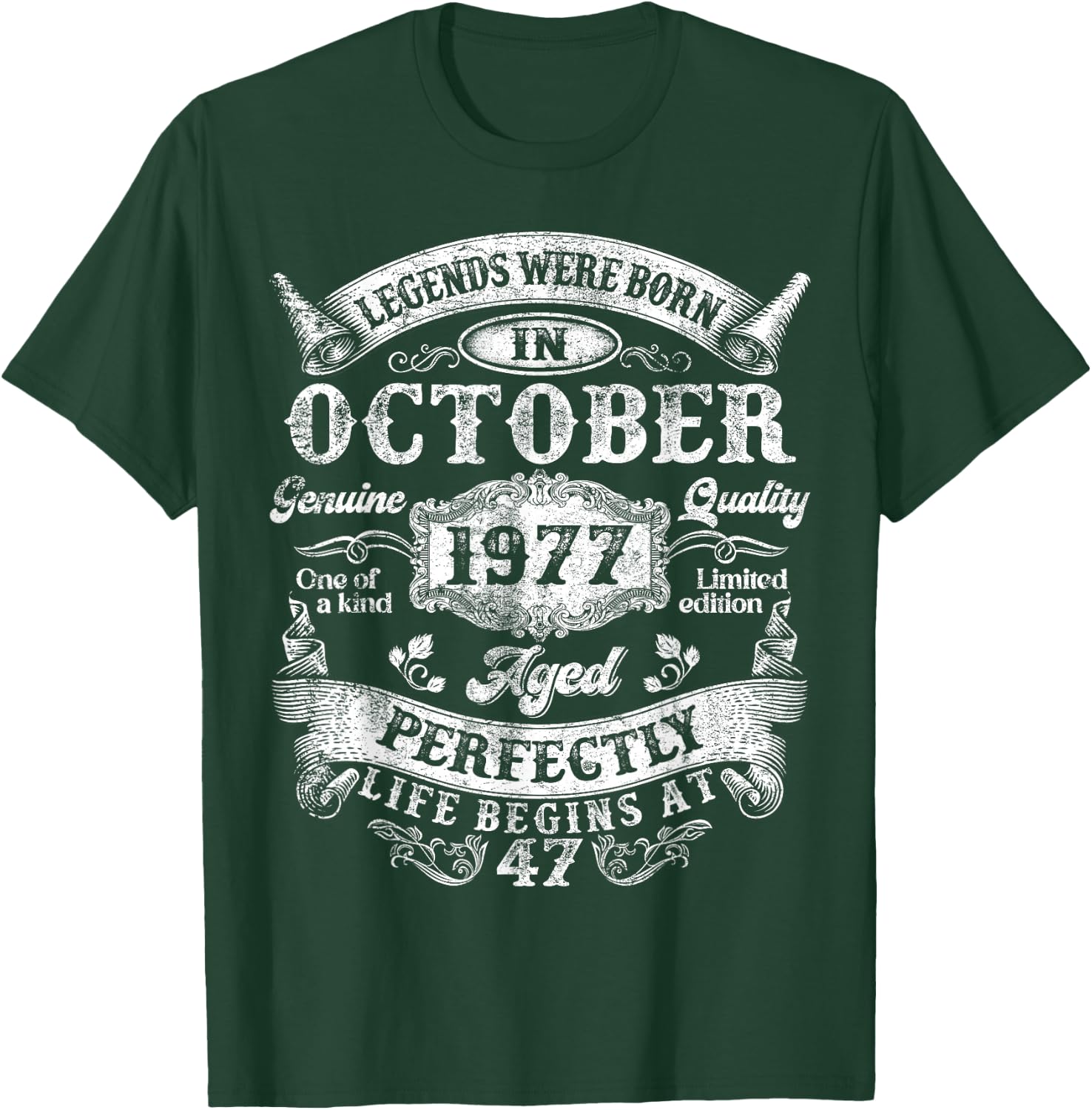 Legends Were Born in October 1977 Vintage 47th Birthday Men T-Shirt - T-Shirt | Forest