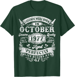 Legends Were Born in October 1977 Vintage 47th Birthday Men T-Shirt - T-Shirt | Forest
