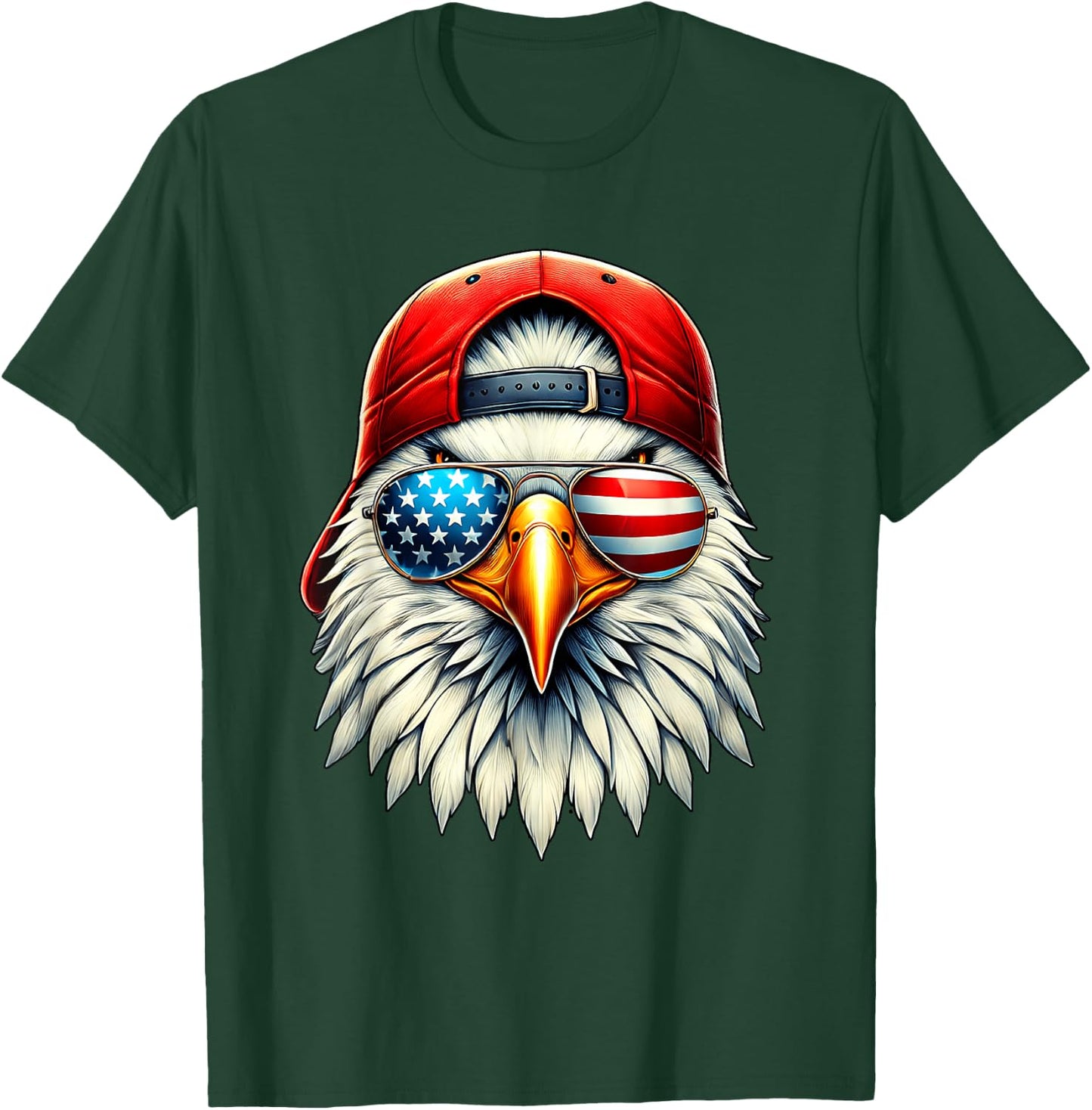 Cool Eagle American Flag USA Funny 4th Of July Fourth Boys T-Shirt - T-Shirt | Forest