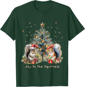 Joy To The Squirrels Christmas Tree Squirrel Lover Pajama T-Shirt - T-Shirt | Forest