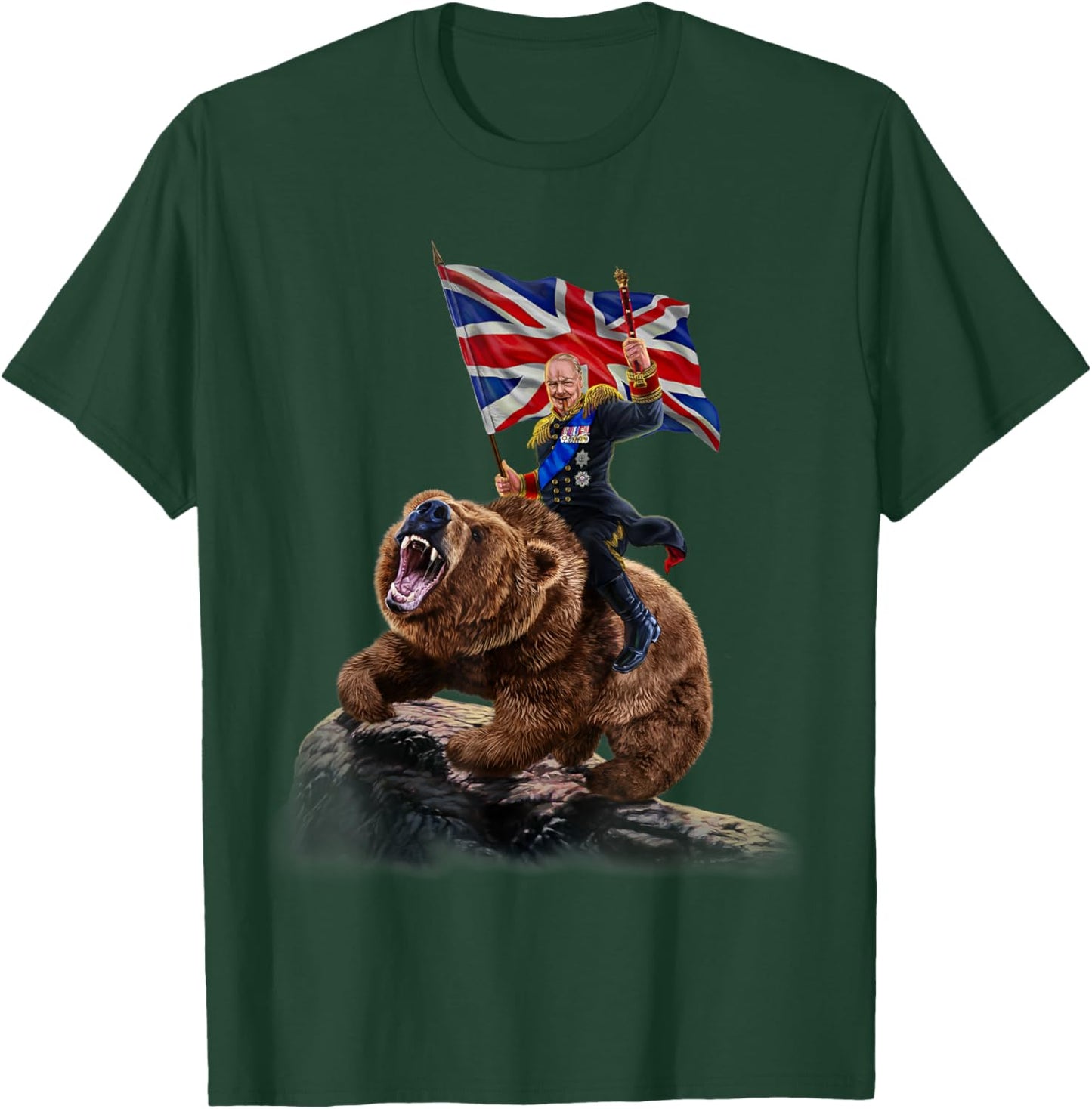 England Winston Churchill Ride Battle Grizzly Bear T-Shirt - T-Shirt | Forest
