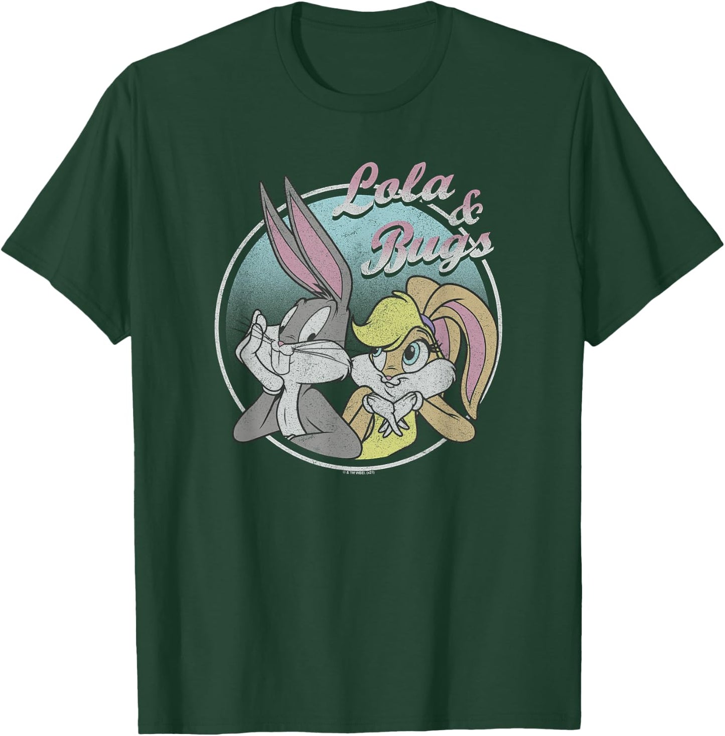 Looney Tunes Lola & Bugs Circle Portrait Pastel T-Shirt - T-Shirt | Forest
