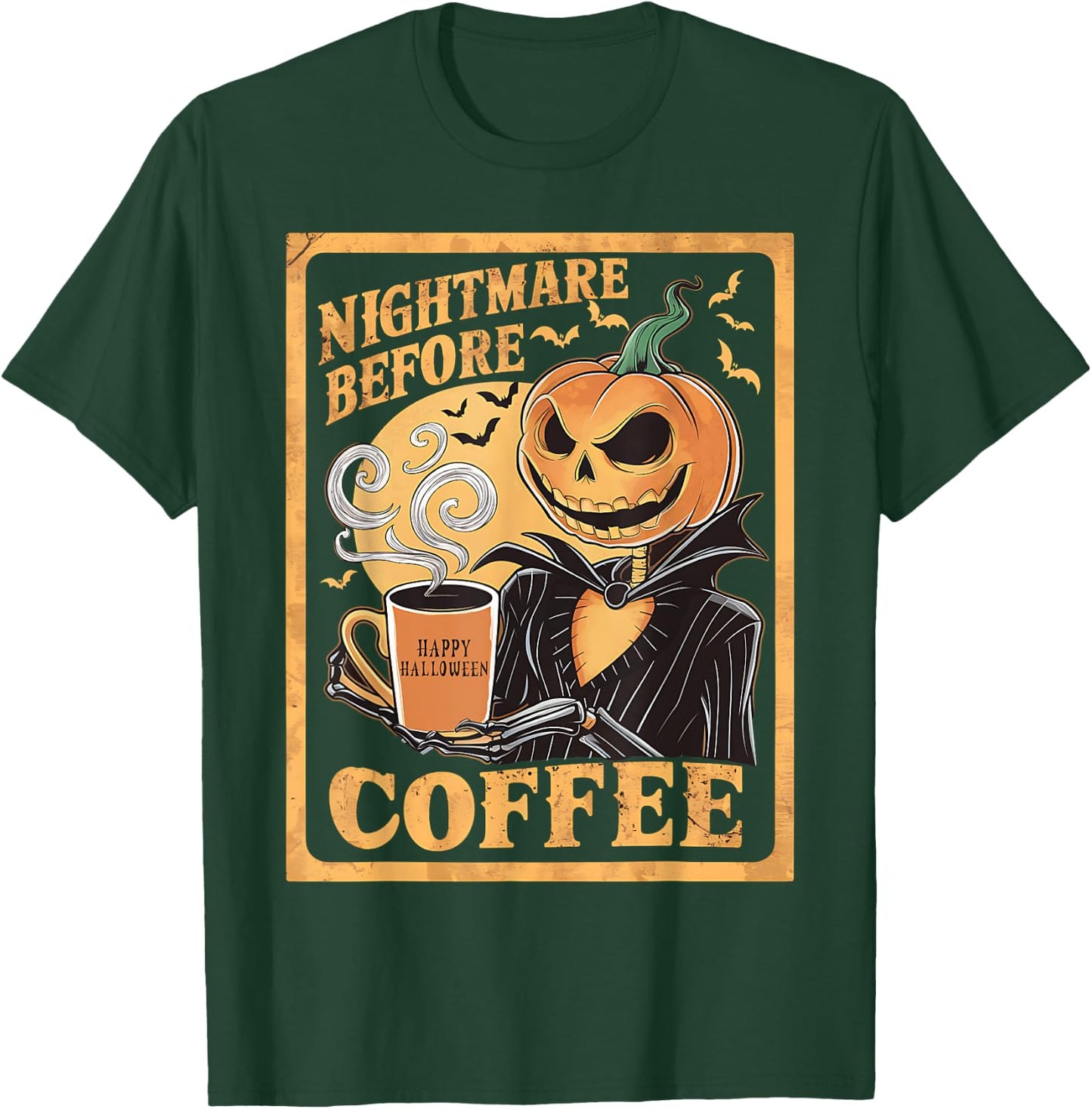 Nightmare Before Coffee Christmas Skeleton Funny Halloween T-Shirt - T-Shirt | Forest