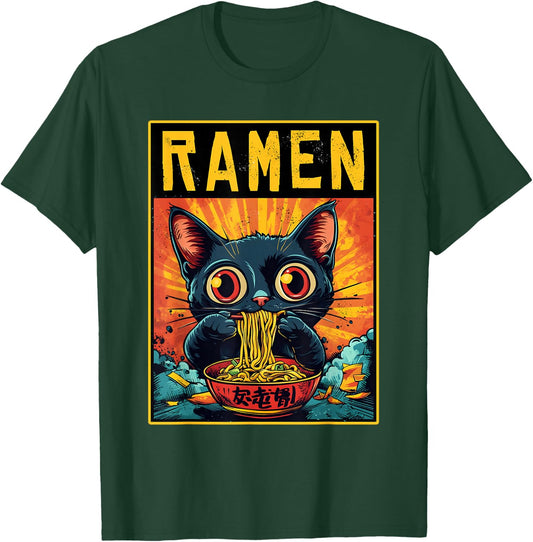 Funny Ramen Cat Japan Anime Manga Kawaii Ramen Noddles T-Shirt - T-Shirt | Forest