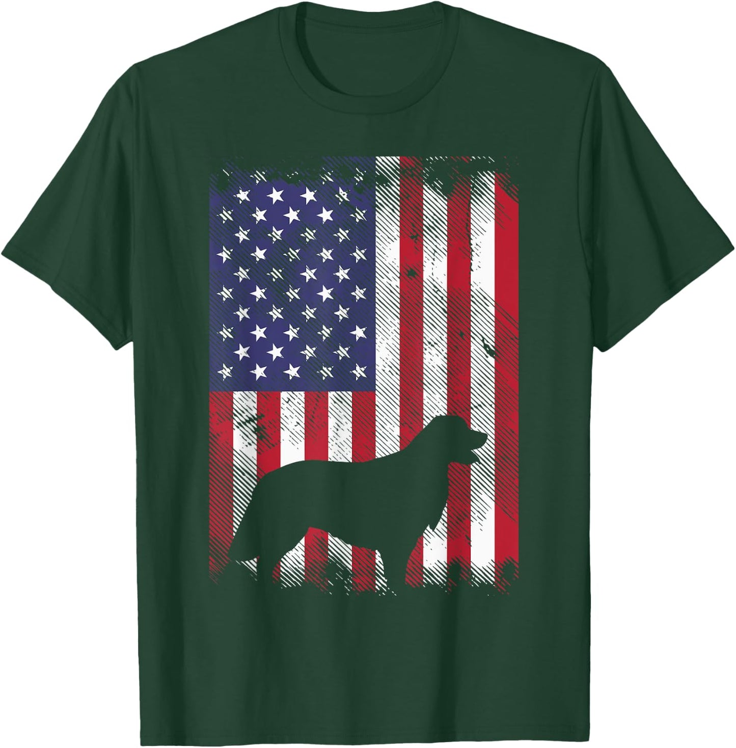America Flag Golden Retriever 4th Of July US Patriotic Dog T-Shirt - T-Shirt | Forest