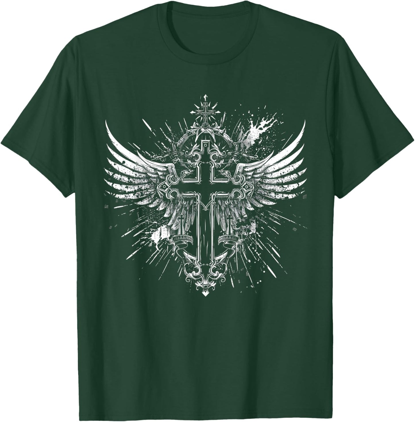 Cross Wings Y2K Alt Grunge Emo Aesthetic Gothic Print , black T-Shirt - T-Shirt | Forest