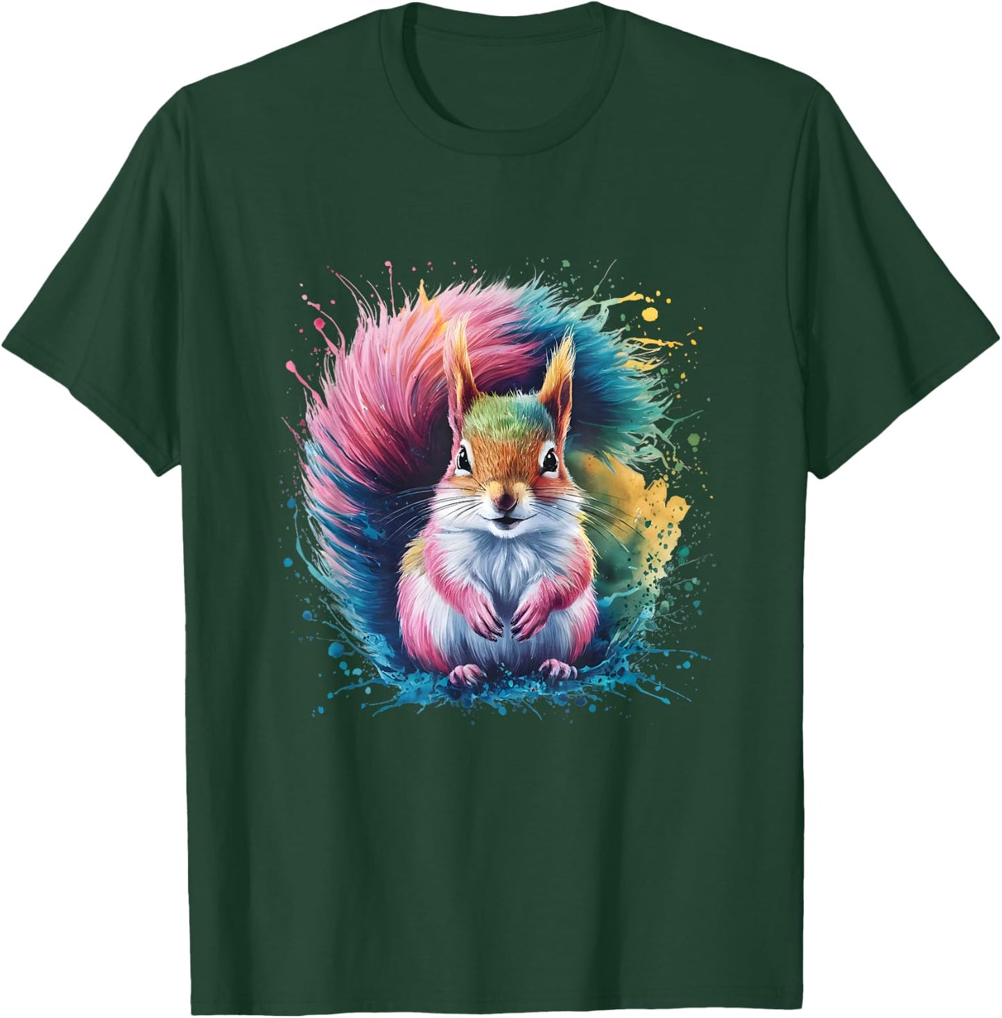 Squirrel Men Women Colourful Watercolour Squirrel T-Shirt - T-Shirt | Forest