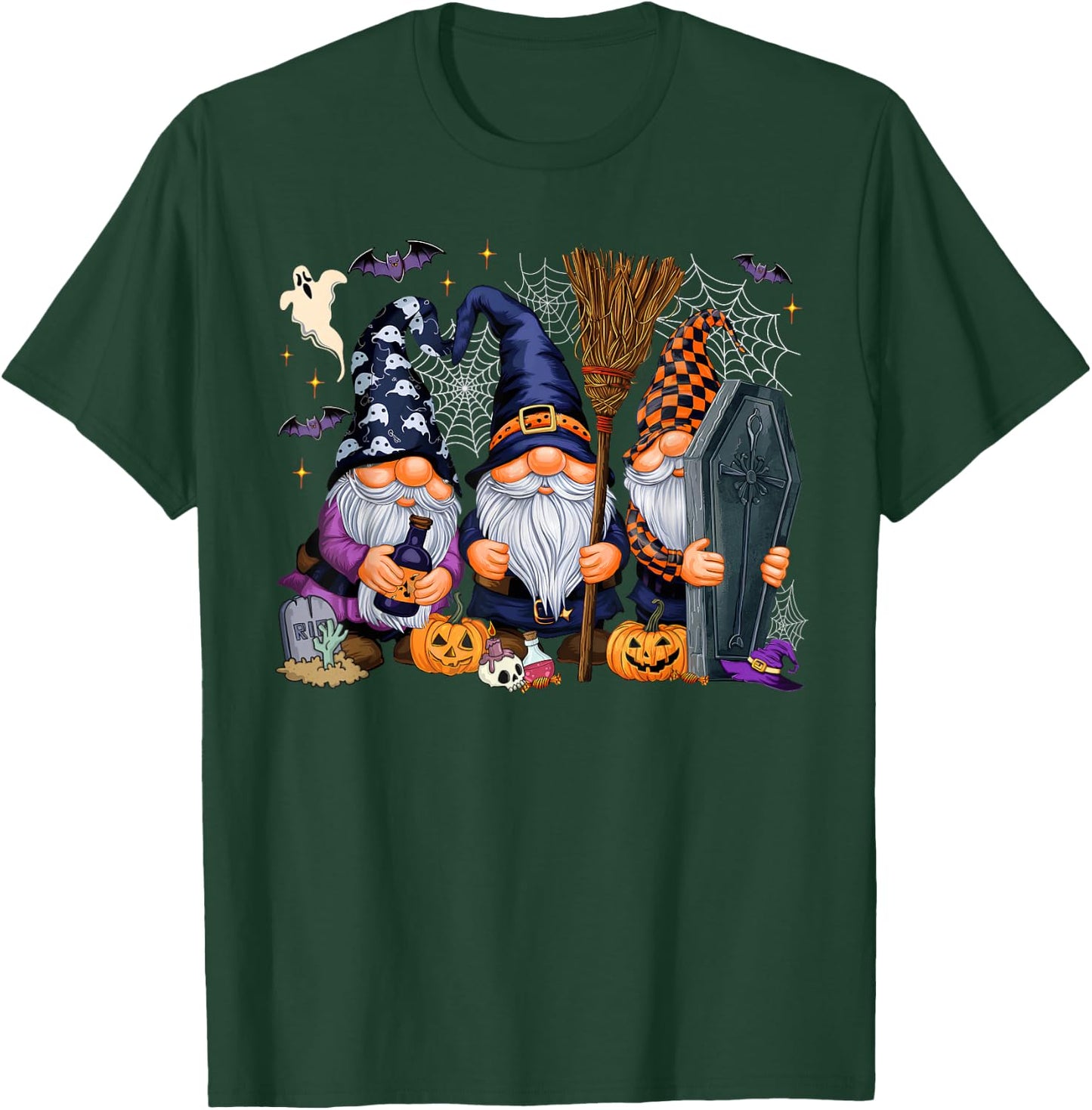 Gnome Witch Halloween Pumpkin Autumn Fall Holiday 2024 T-Shirt - T-Shirt | Forest