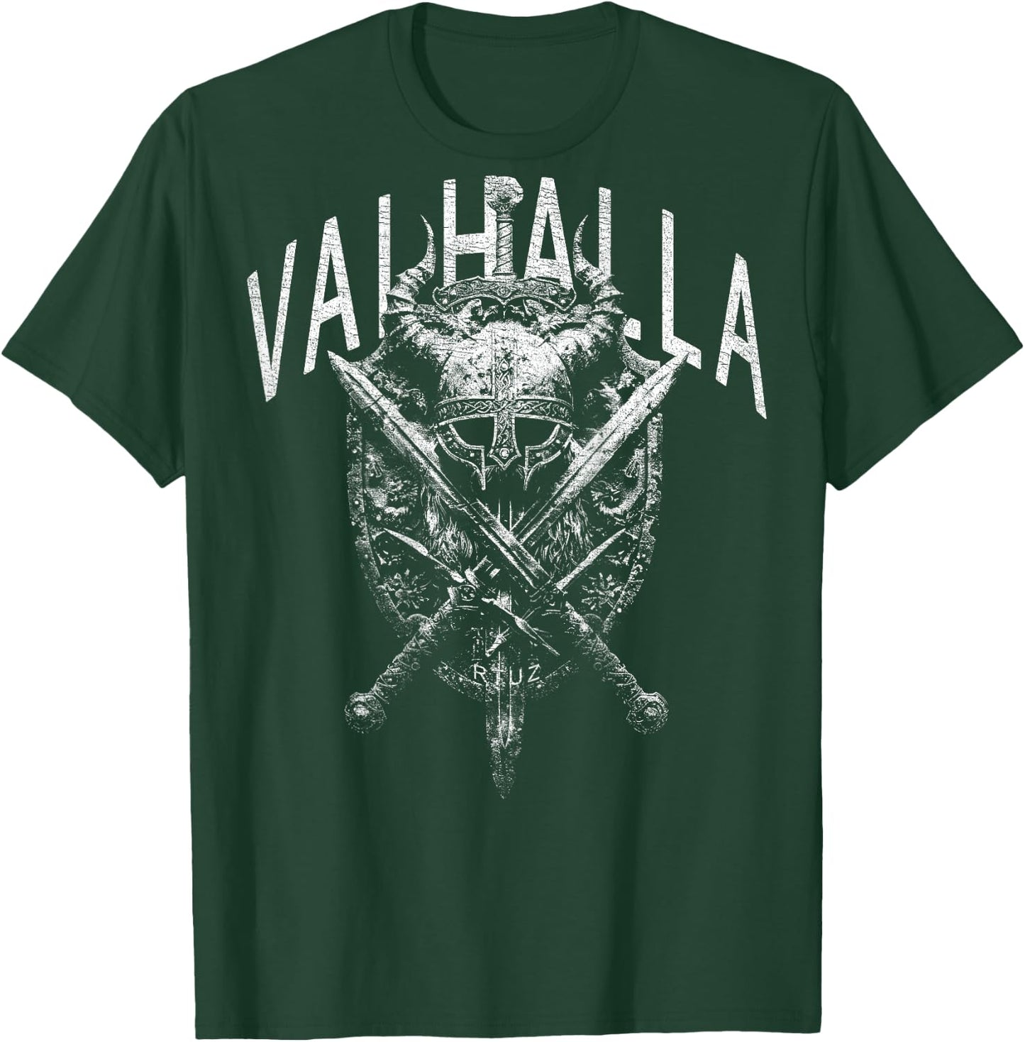 Valhalla Odin Thor Runes Viking Helmet Backprint Viking , black T-Shirt - T-Shirt | Forest