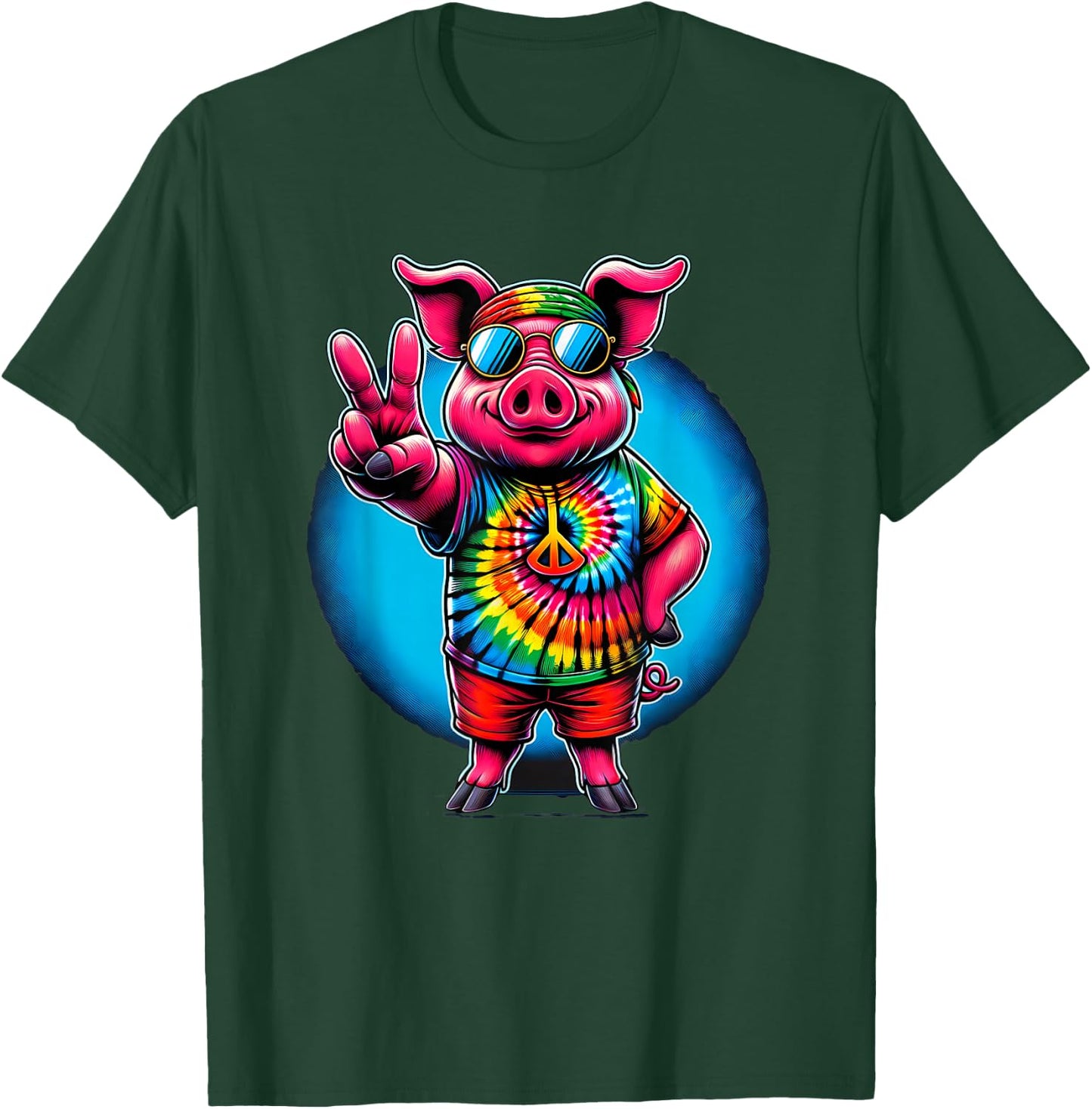 Peace Sign Tie Dye Pig T-Shirt - T-Shirt | Forest