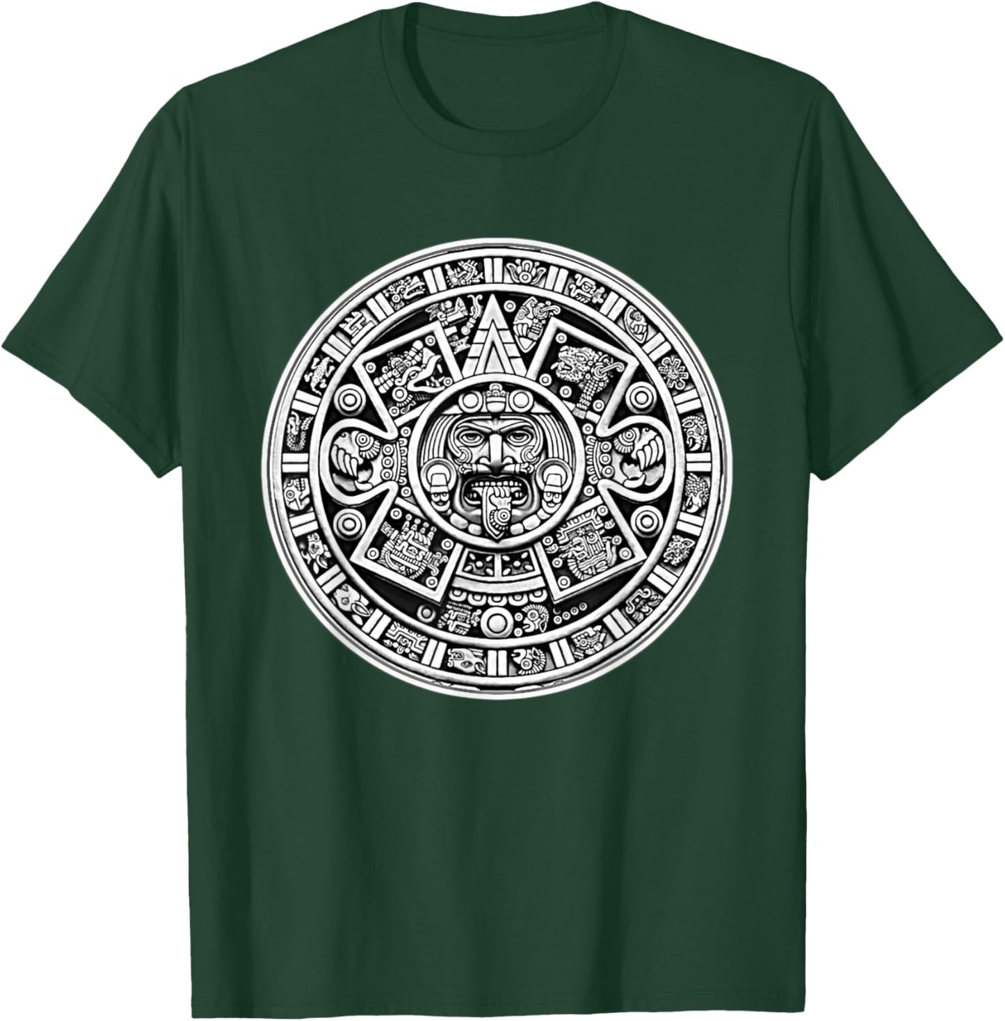 Mayan Blackwork Mayan Calendar , Black, S T-Shirt - T-Shirt | Forest