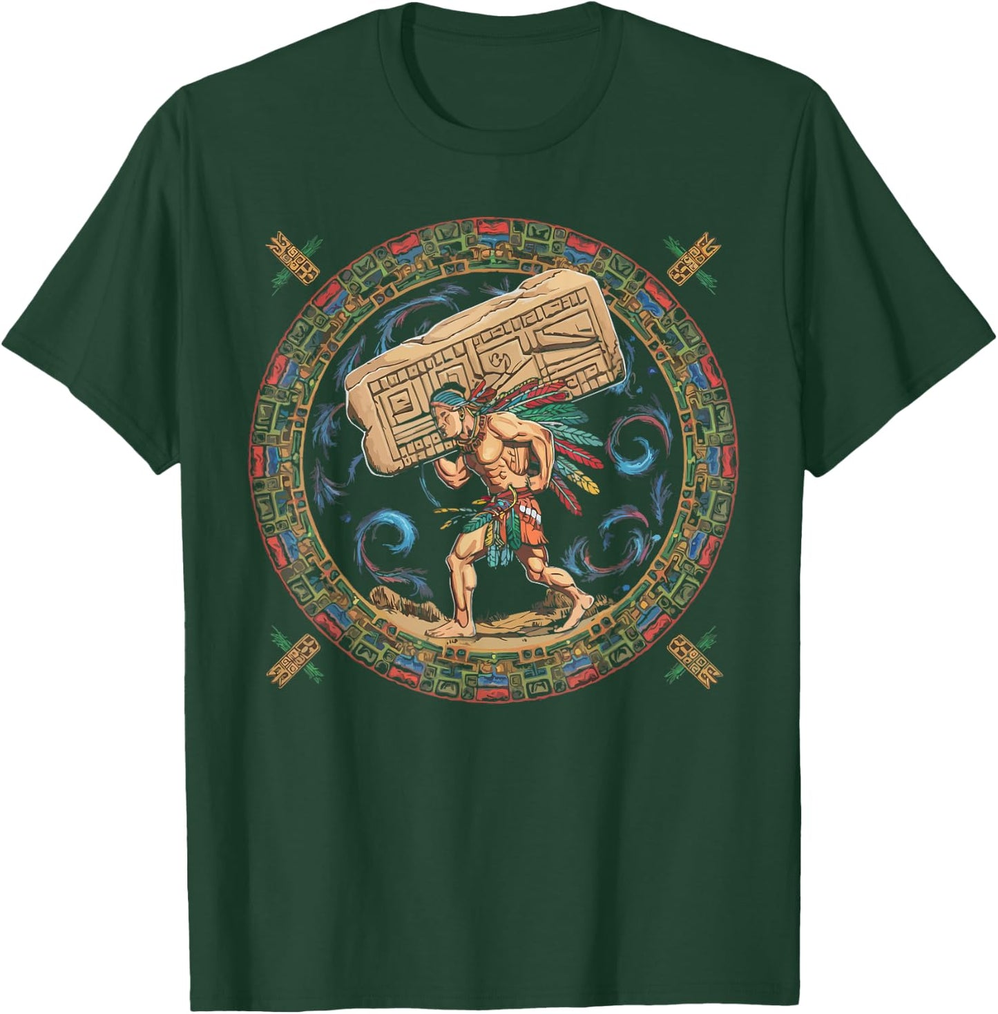 Aztec Calendar Mayan Indigenous Mexican Aztec Jaguar T-Shirt - T-Shirt | Forest
