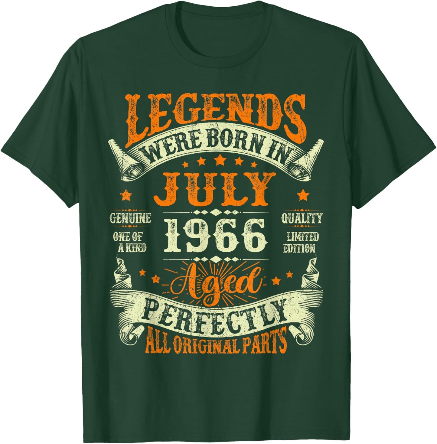 Legends were Born in July 1966 Retro 60th Birthday Men Women T-Shirt - T-Shirt | Forest