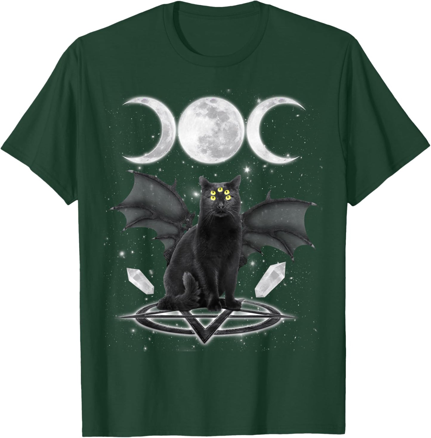 Triple Moon Witch Cat Wicca Wiccan Pagan Symbol Halloween Women Kids T-Shirt - T-Shirt | Forest