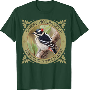 Downy Woodpecker – Nature Lover’s Bird Design T-Shirt - T-Shirt | Forest