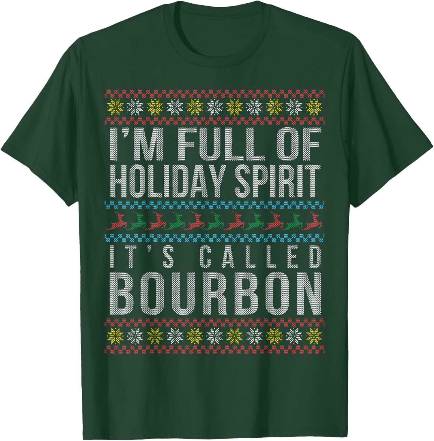 Ugly Christmas Drinking Funny Bourbon Holiday Party Small T-Shirt - T-Shirt | Forest