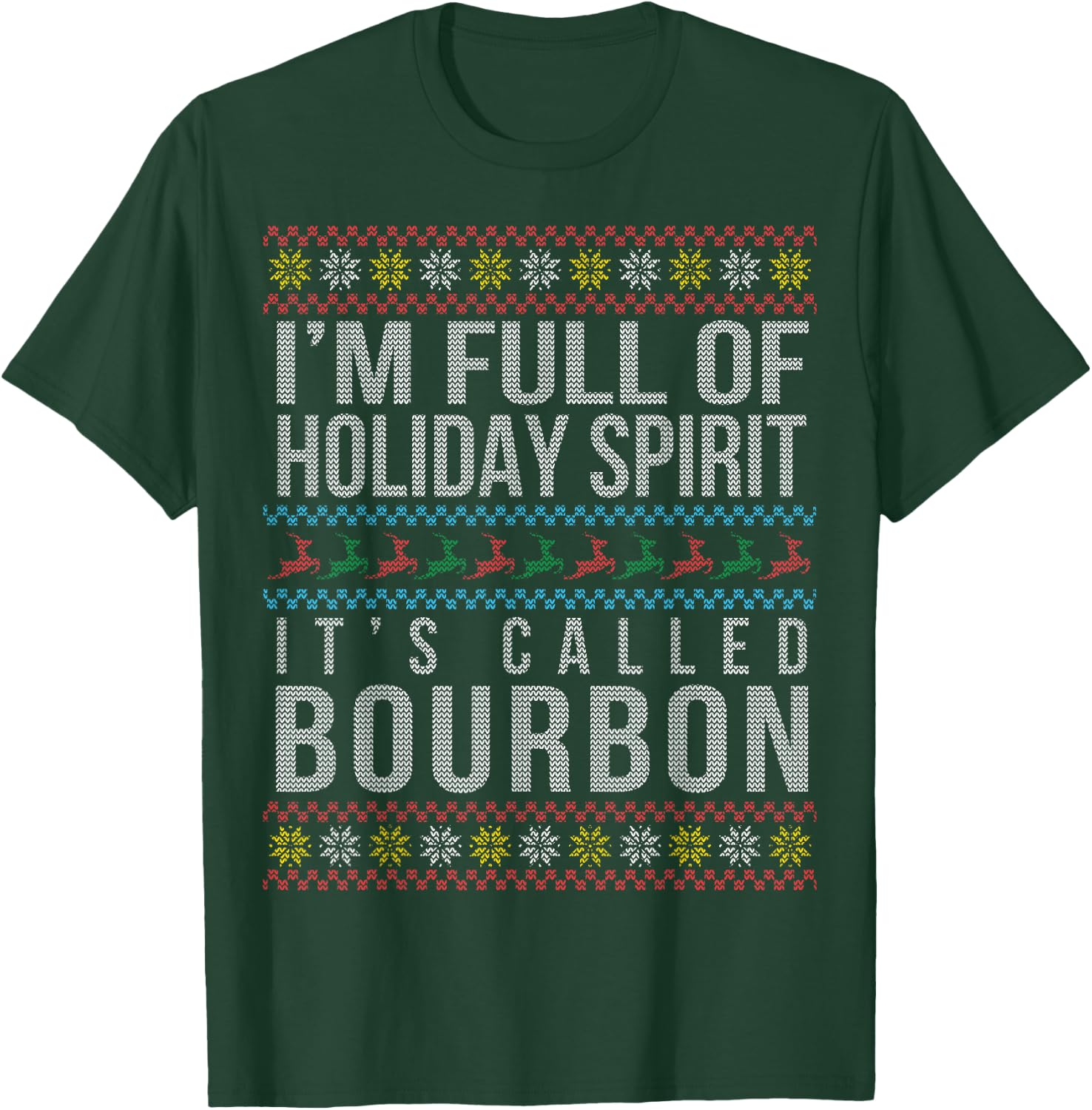 Ugly Christmas Drinking Funny Bourbon Holiday Party Small T-Shirt - T-Shirt | Forest