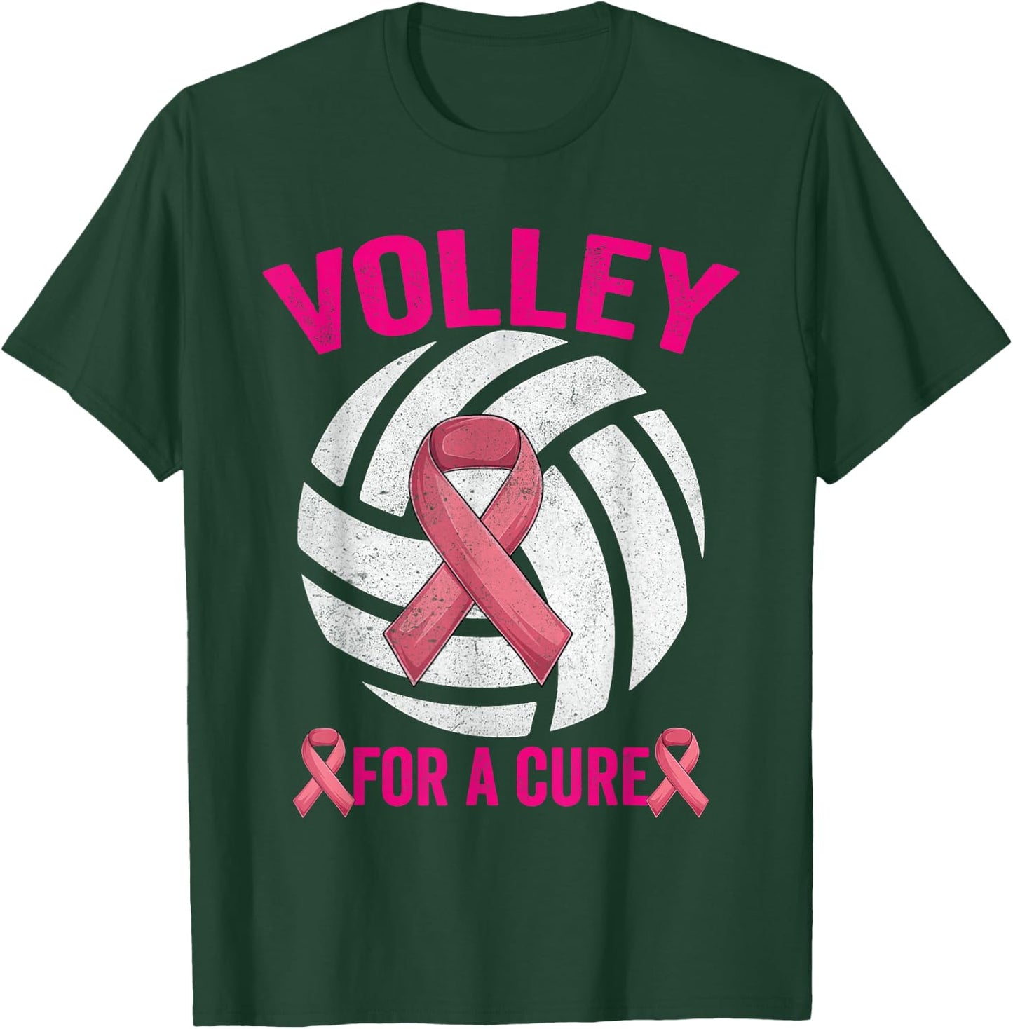 Volley For A Cure Volleyball Breast Cancer Awareness T-Shirt - T-Shirt | Forest