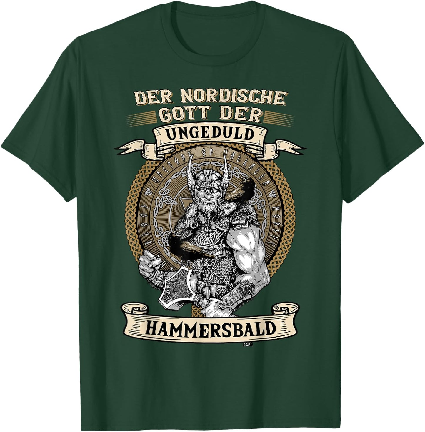 The Nordic God Impatience Hammersbald Viking Black S T-Shirt - T-Shirt | Forest