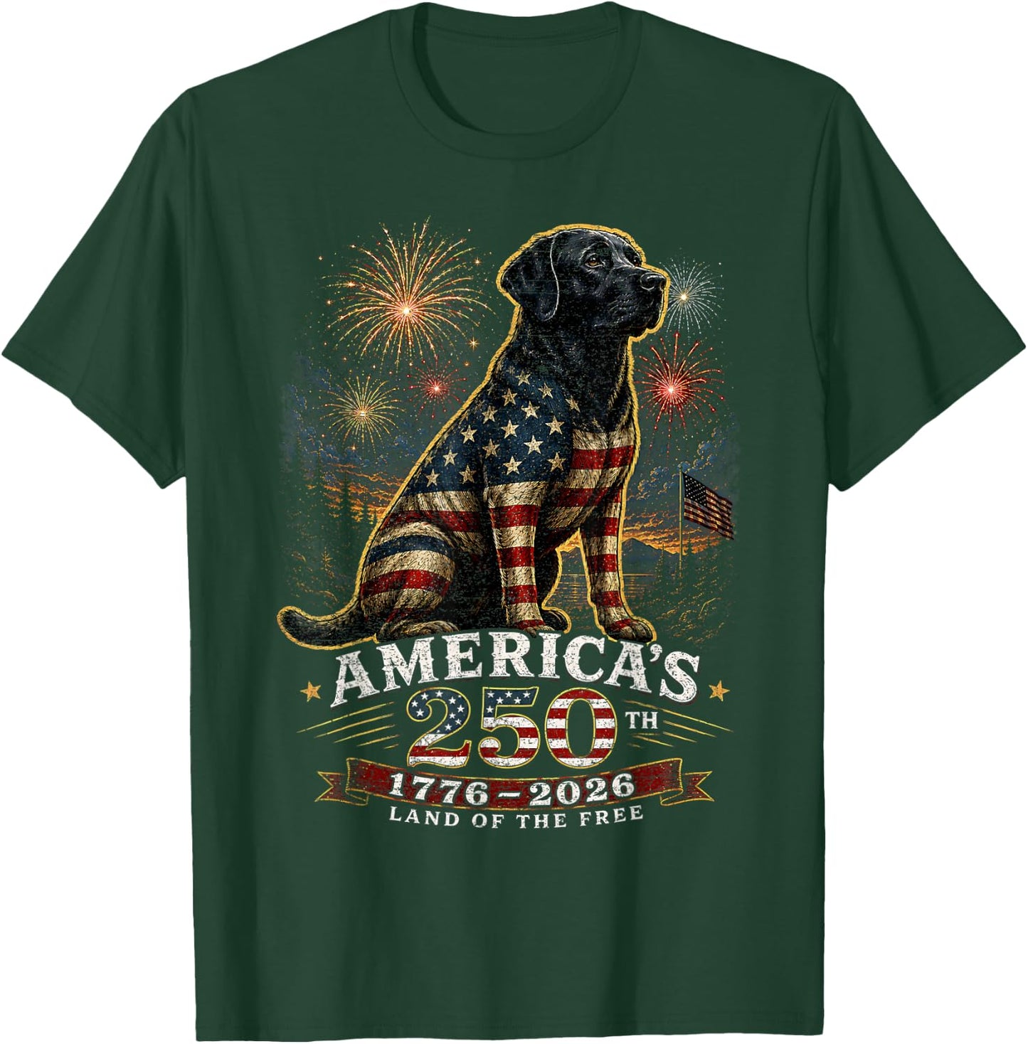 American Flag Labrador Retriever Dog Lab Patriotic T-Shirt - T-Shirt | Forest