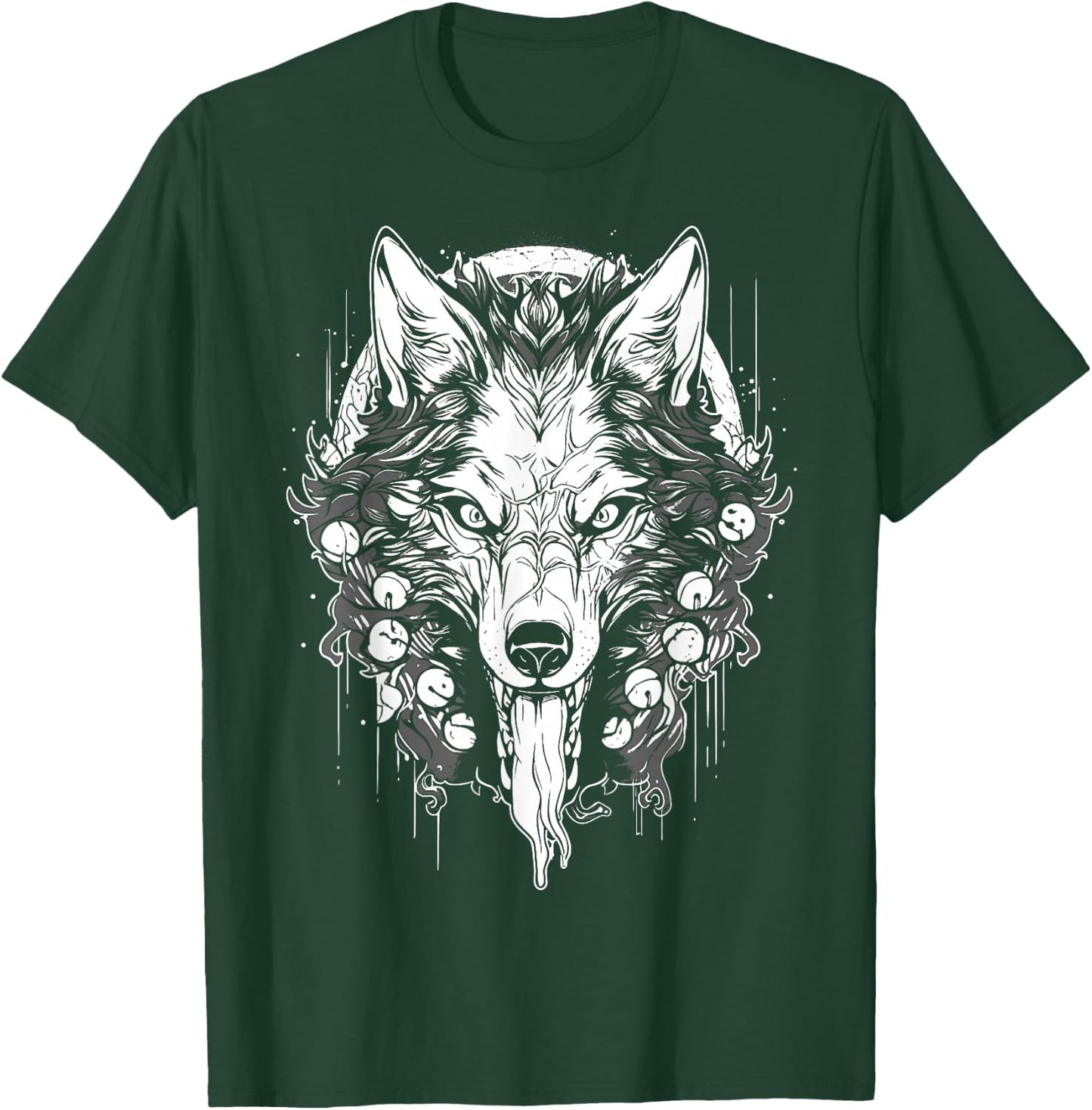 Occult Horror Alt Aesthetic Witchy Gothic Furry Wolves Wolf T-Shirt - T-Shirt | Forest