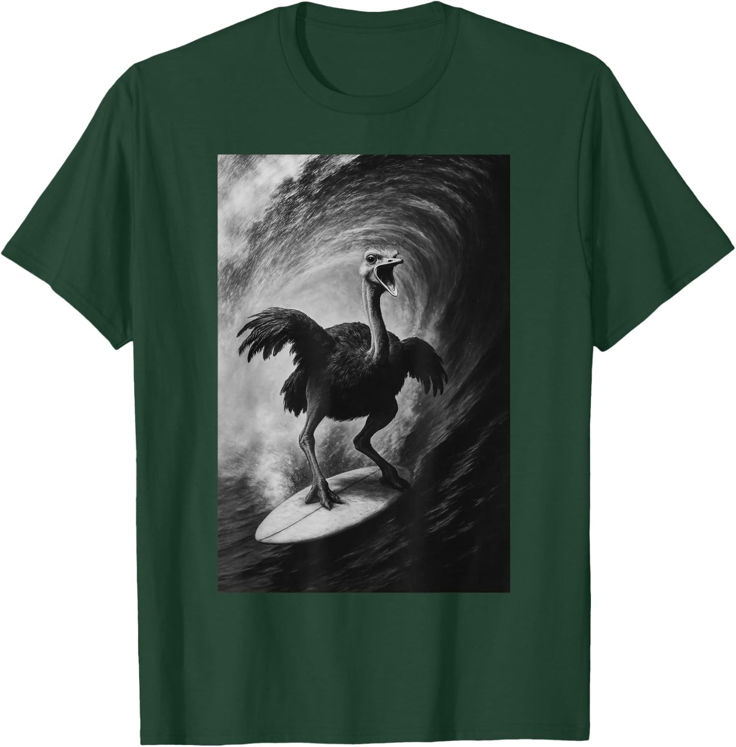 Funny Surfing ostrich Selfie On Surfboard Safari Animal T-Shirt - T-Shirt | Forest