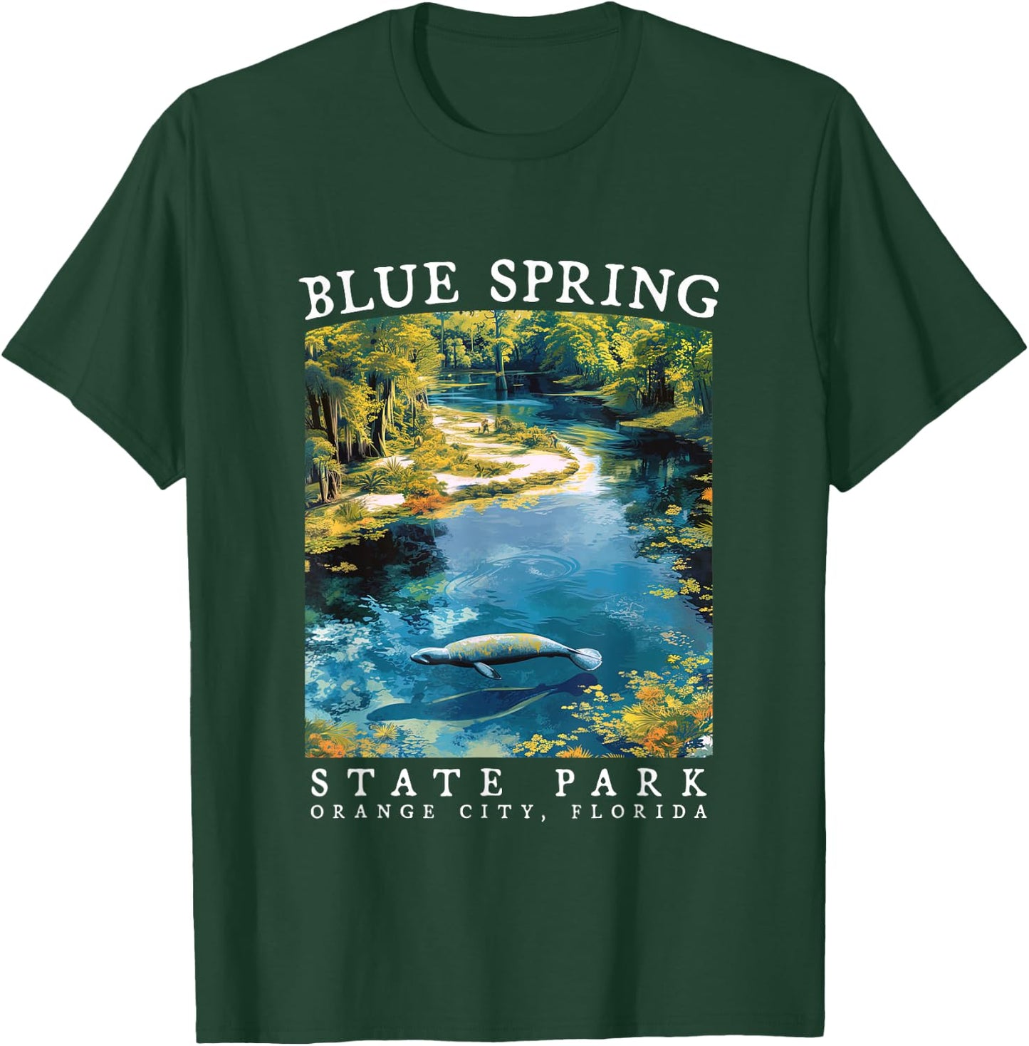 Blue Spring Manatee Nature Lover Florida Vintage Graphic T-Shirt - T-Shirt | Forest