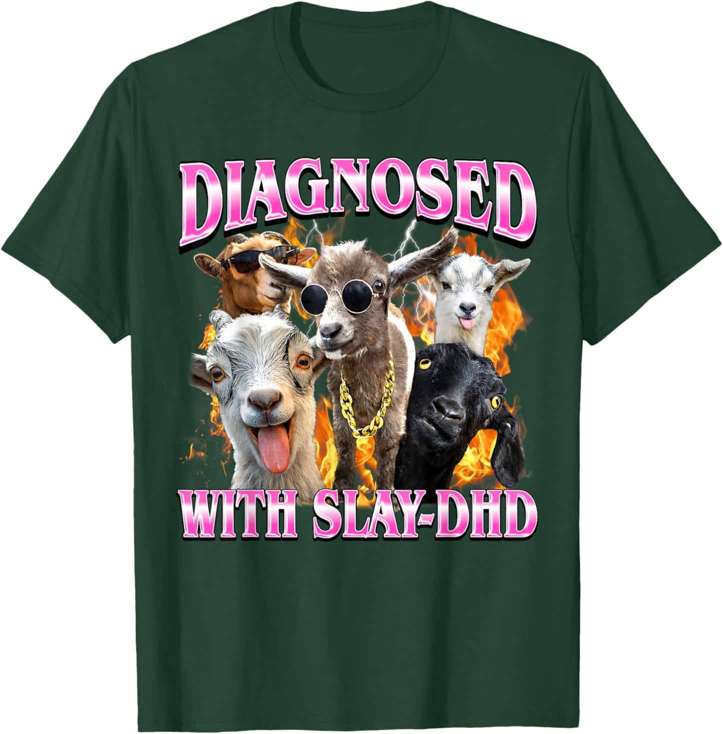 ADHD Slay-Dhd Funny Goat Adult Humor Gay Bootleg Men Women T-Shirt - T-Shirt | Forest