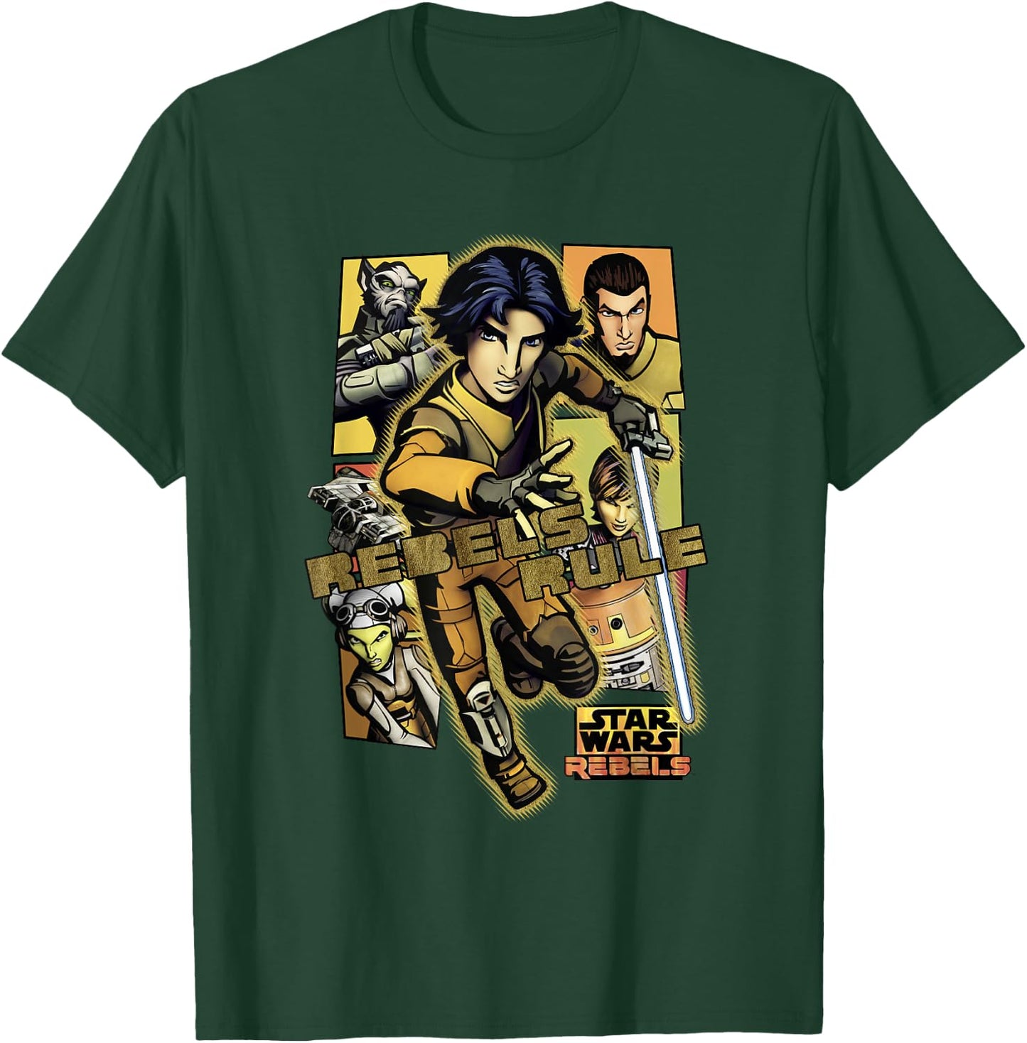 Star Wars Rebels Rule Team Lineup Panels Action Poster T-Shirt - T-Shirt | Forest
