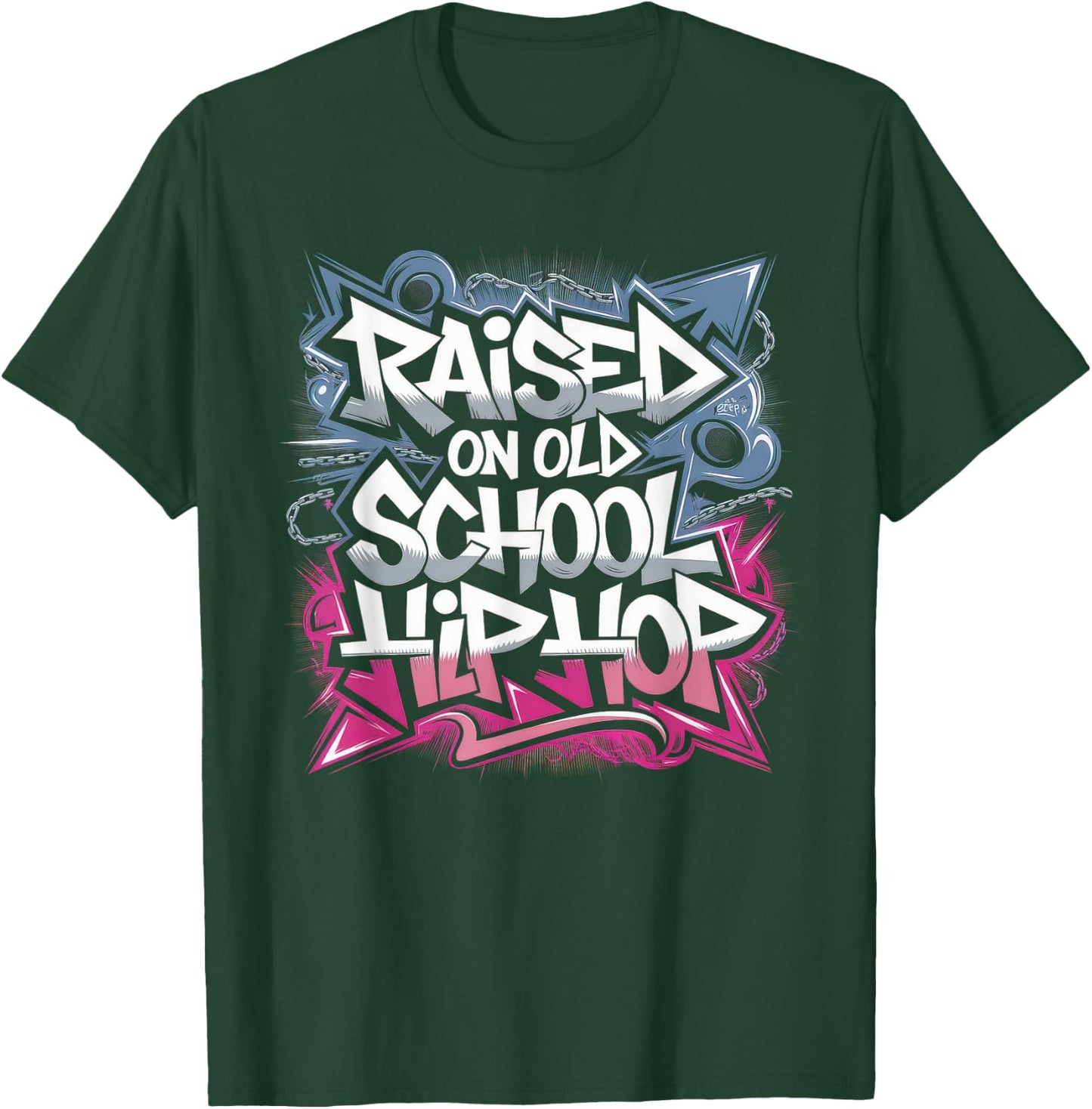 RAISED ON OLD SCHOOL HIP HOP Cassette Graffiti Rap T-Shirt - T-Shirt | Forest