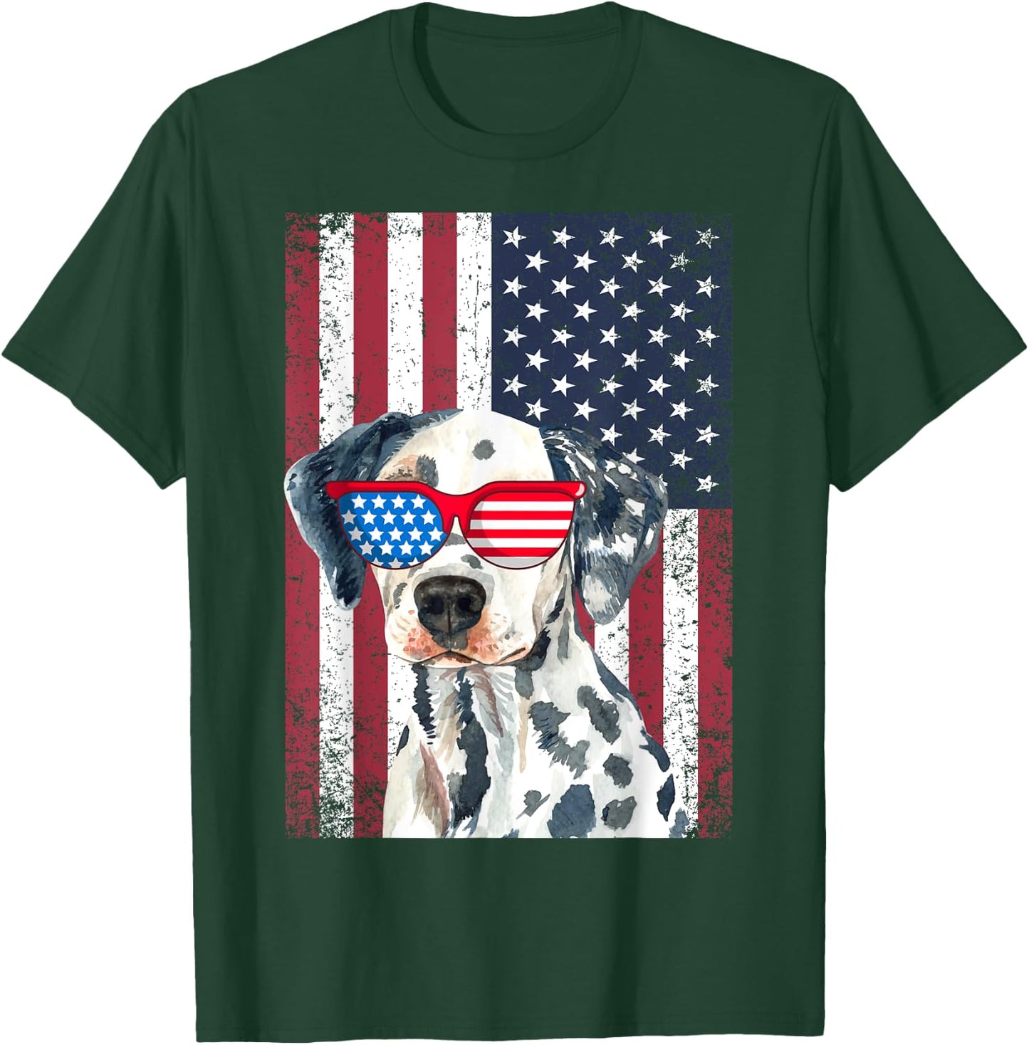 Patriotic Dalmatian 4th of July Sunglasses USA American Flag T-Shirt - T-Shirt | Forest