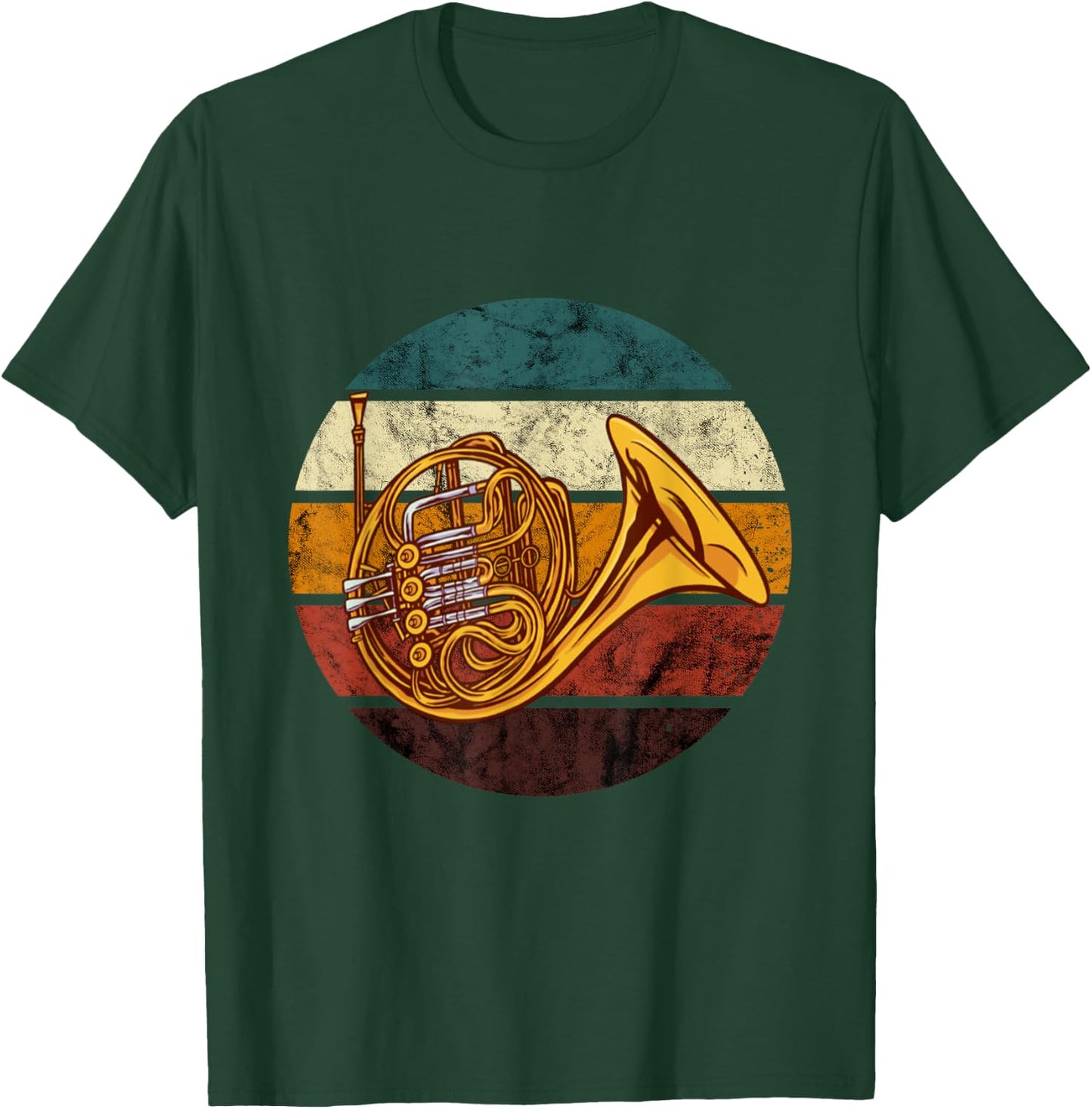 French Horn Player Retro Brass Instrument French Horn T-Shirt - T-Shirt | Forest