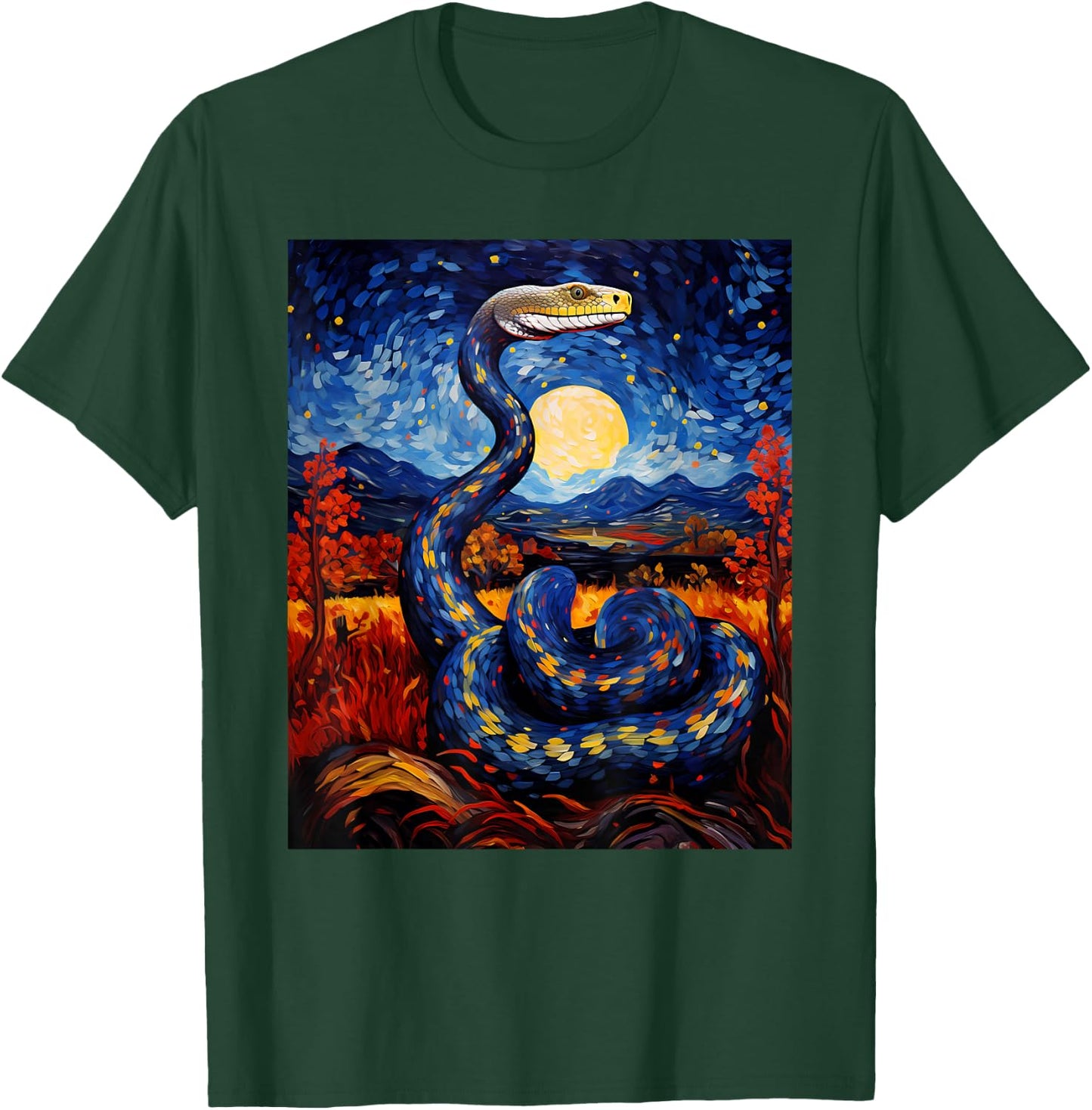 Surrealism Starry Night King Snake Cobra T-Shirt - T-Shirt | Forest