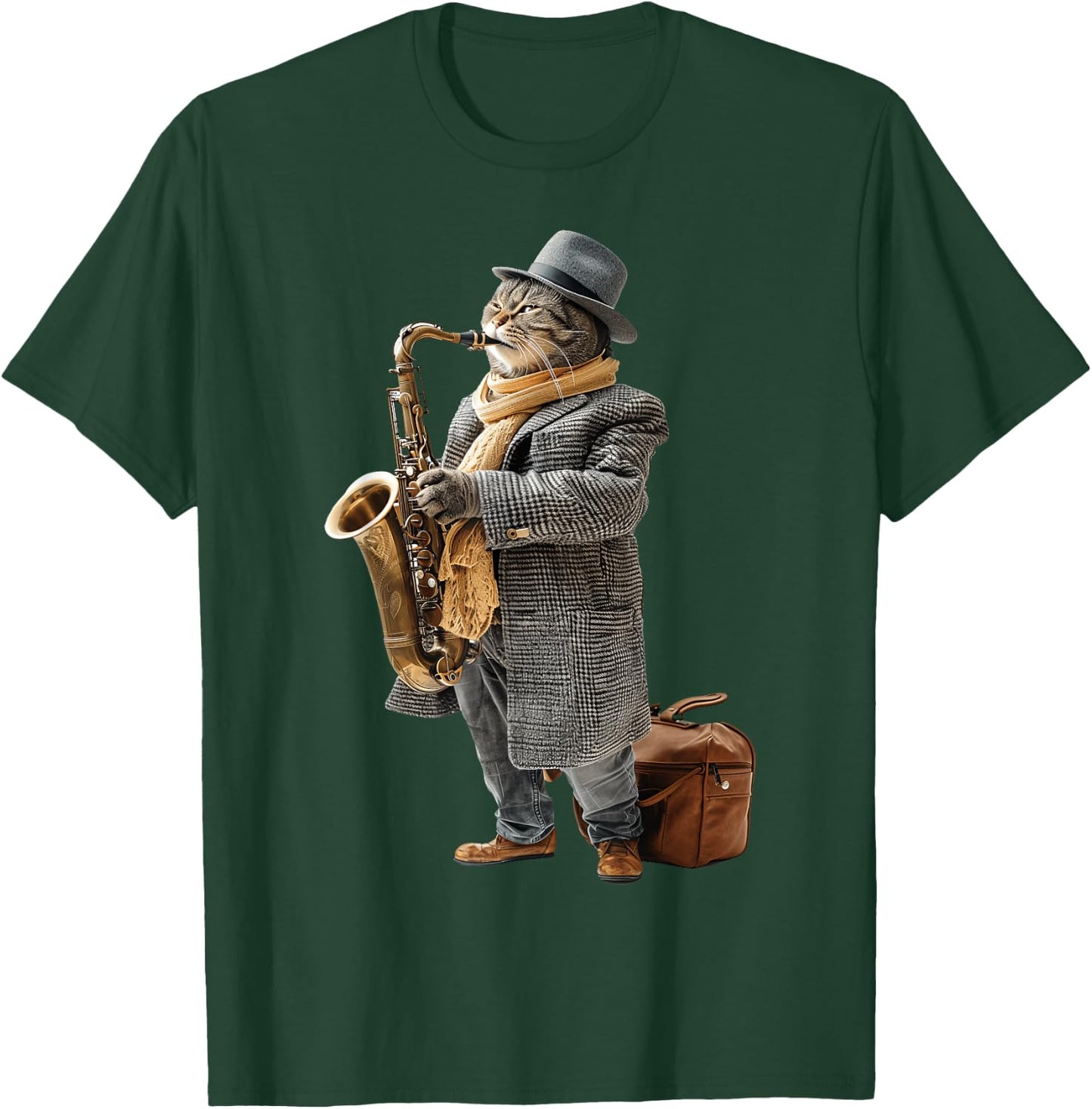 Cat Saxophone T-Shirt - T-Shirt | Forest