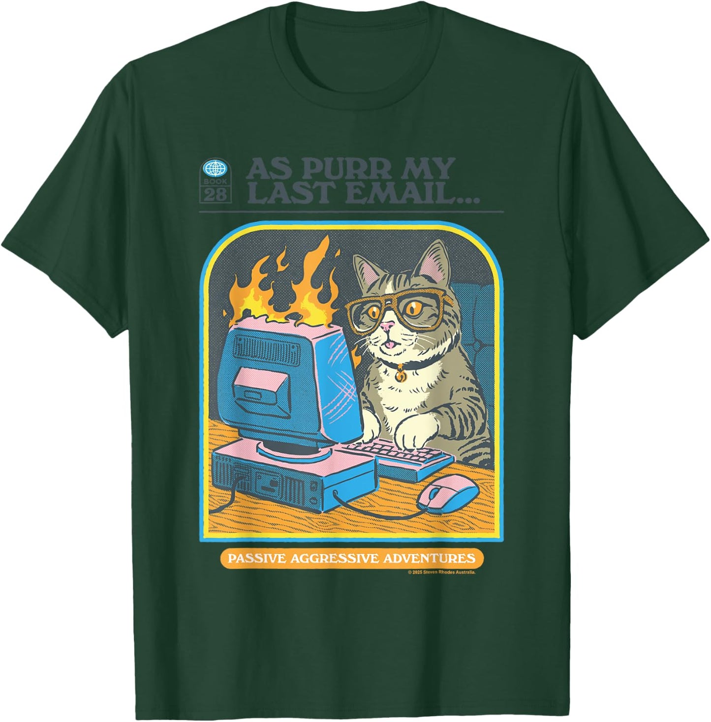 My Last Email Cat Sarcastic Retro Funny Adult Work Humor T-Shirt - T-Shirt | Forest