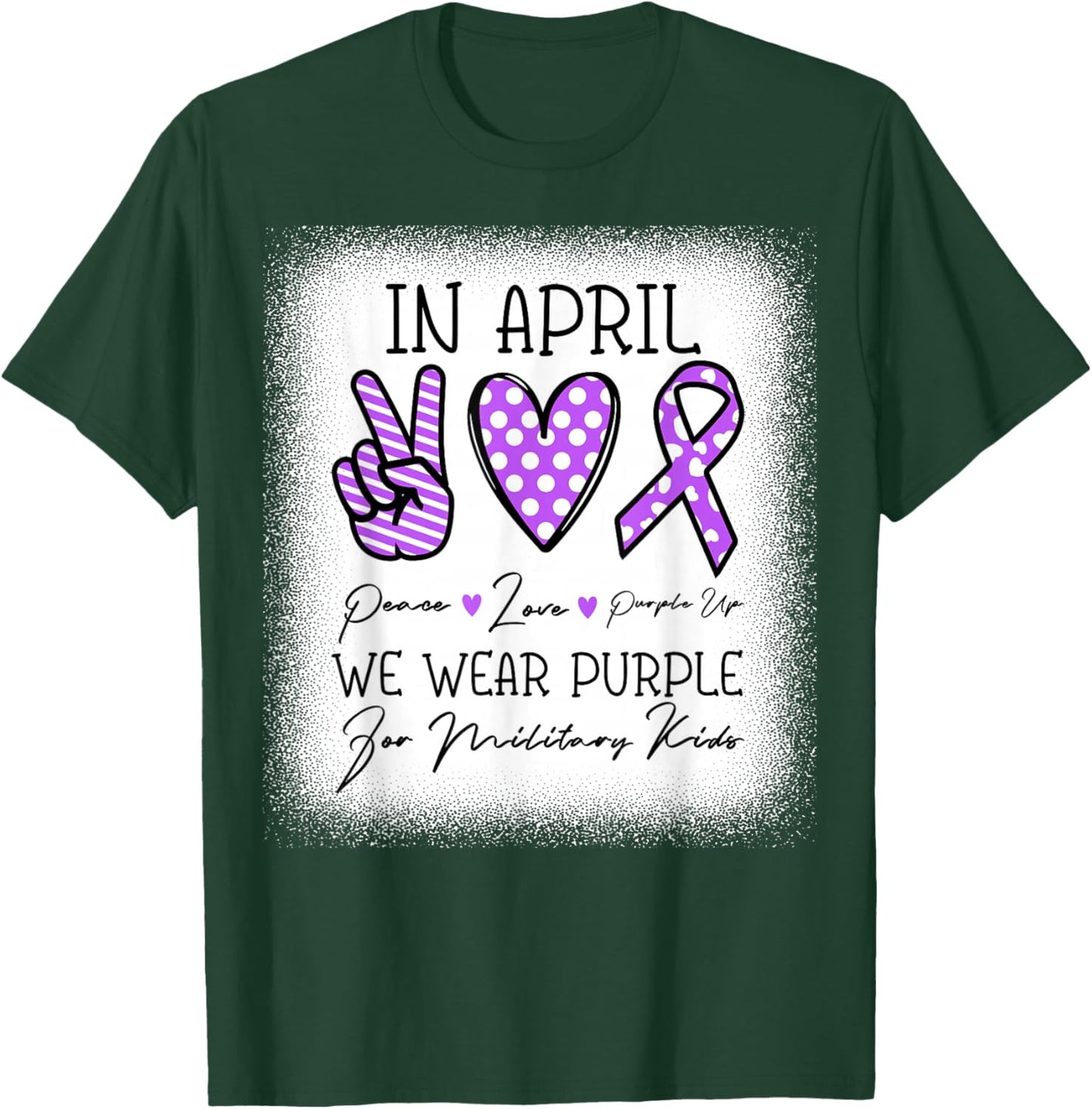 Peace Love Purple Up In April We Wear Purple Military Kids T-Shirt - T-Shirt | Forest