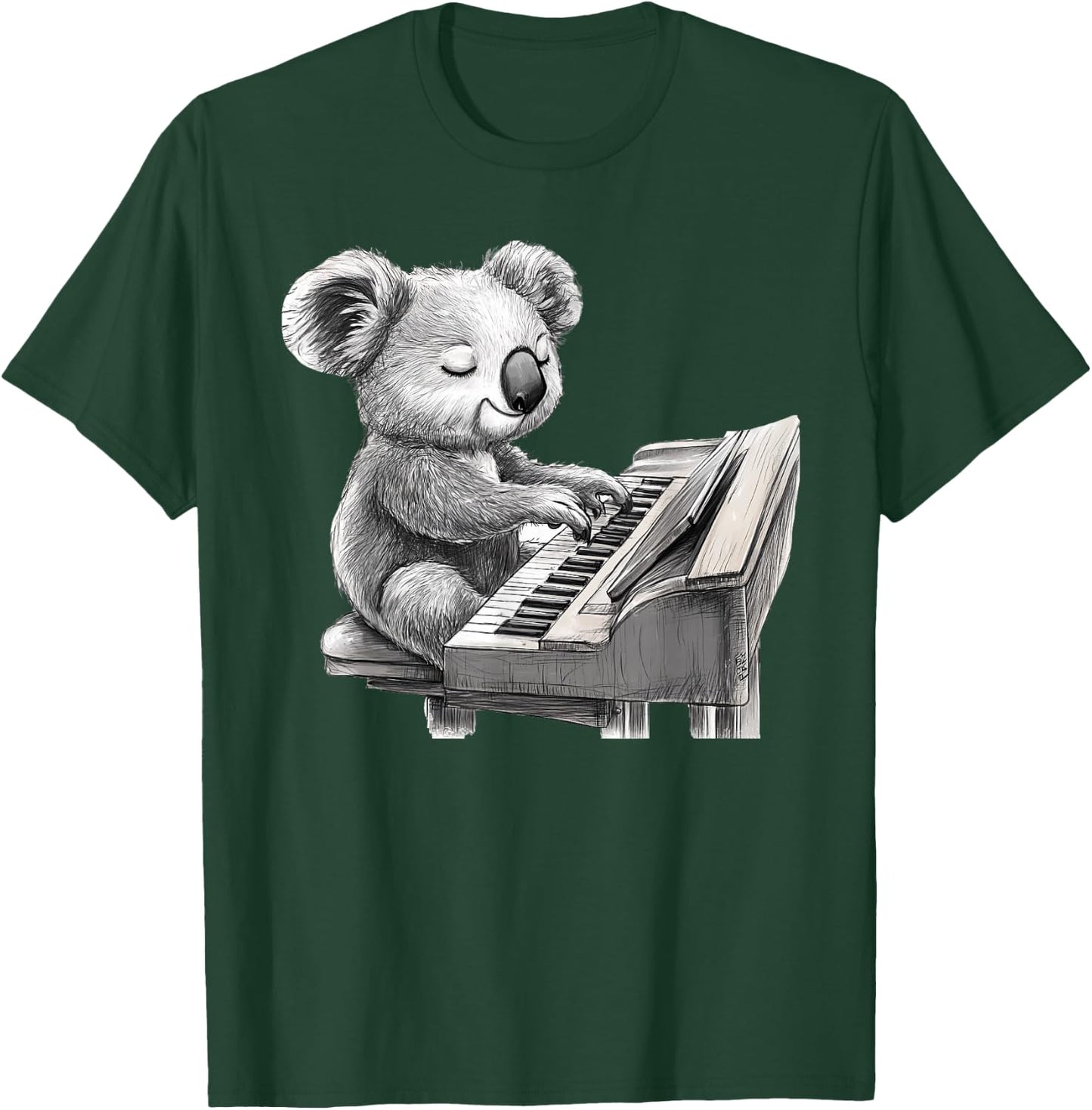 Cute Koala Bear Playing Piano Musician Music T-Shirt - T-Shirt | Forest