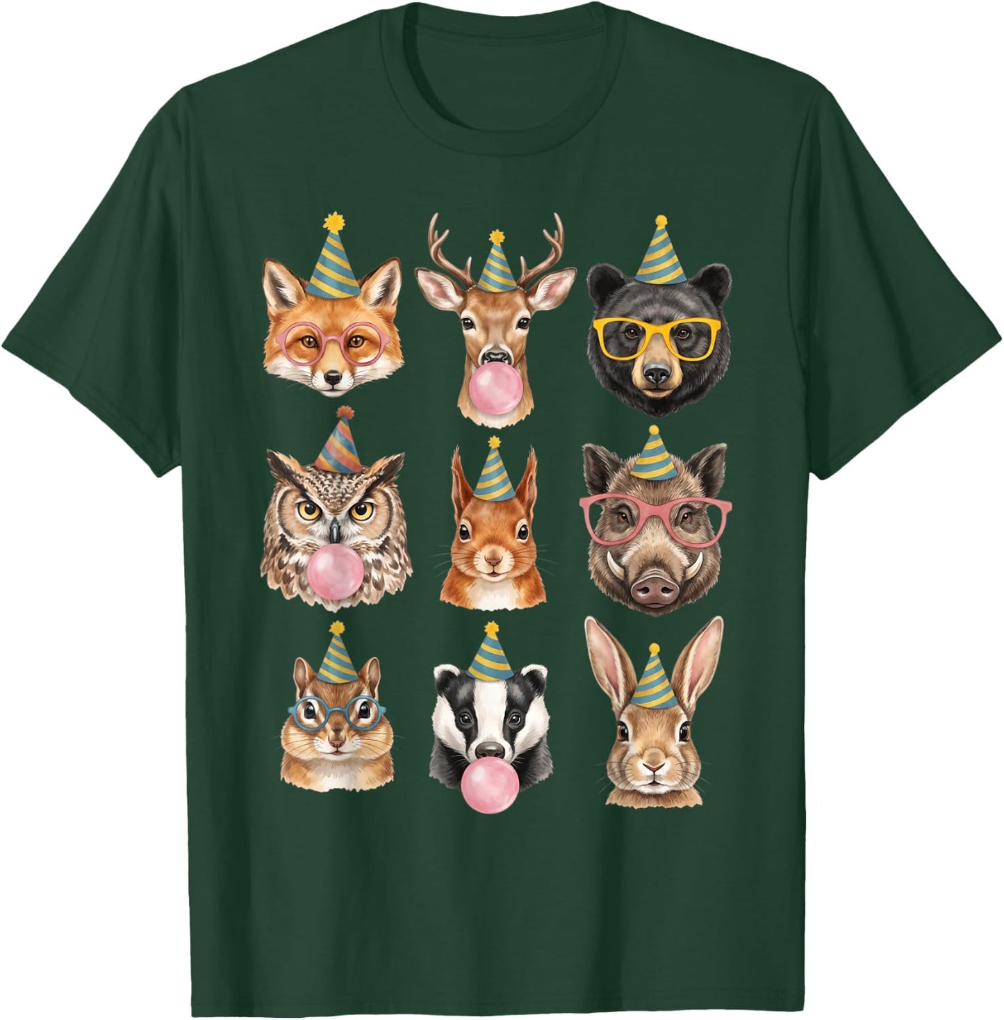 Cute Woodland Animals Birthday Party Forest Animal Bday Kids T-Shirt - T-Shirt | Forest