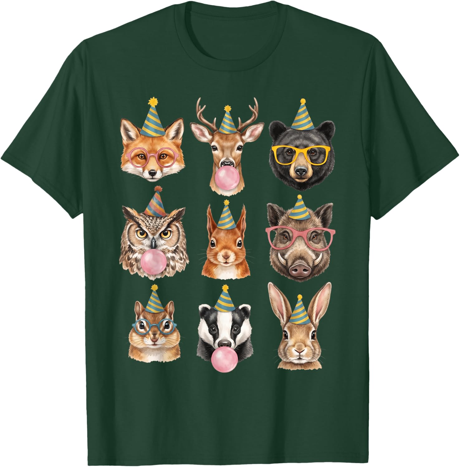 Cute Woodland Animals Birthday Party Forest Animal Bday Kids T-Shirt - T-Shirt | Forest